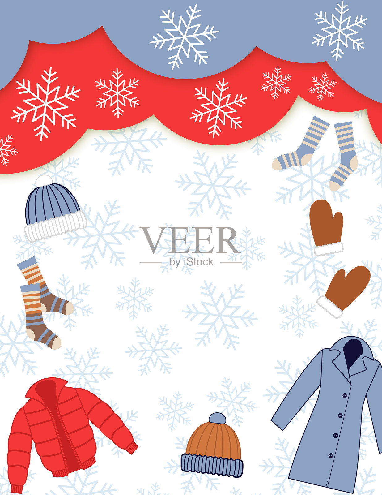 冬季服装捐赠海报模板,留有文字空间插画图片素材