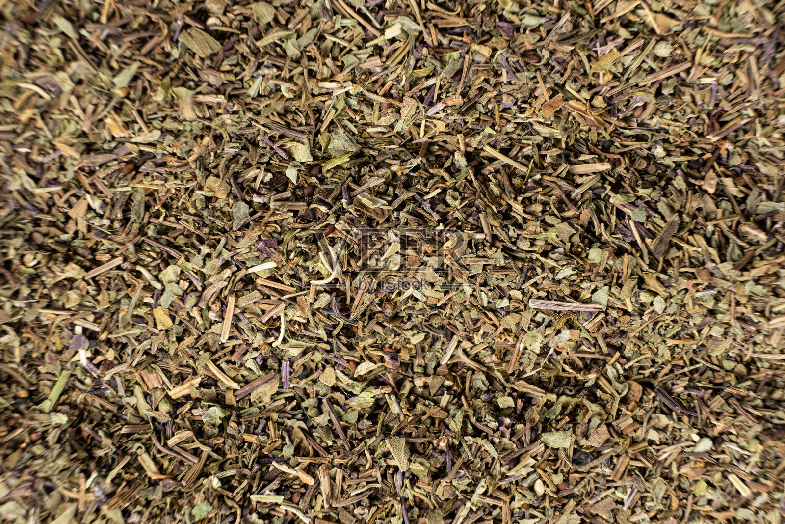 干罗勒香料调味料的宏观纹理俯视图照片摄影图片