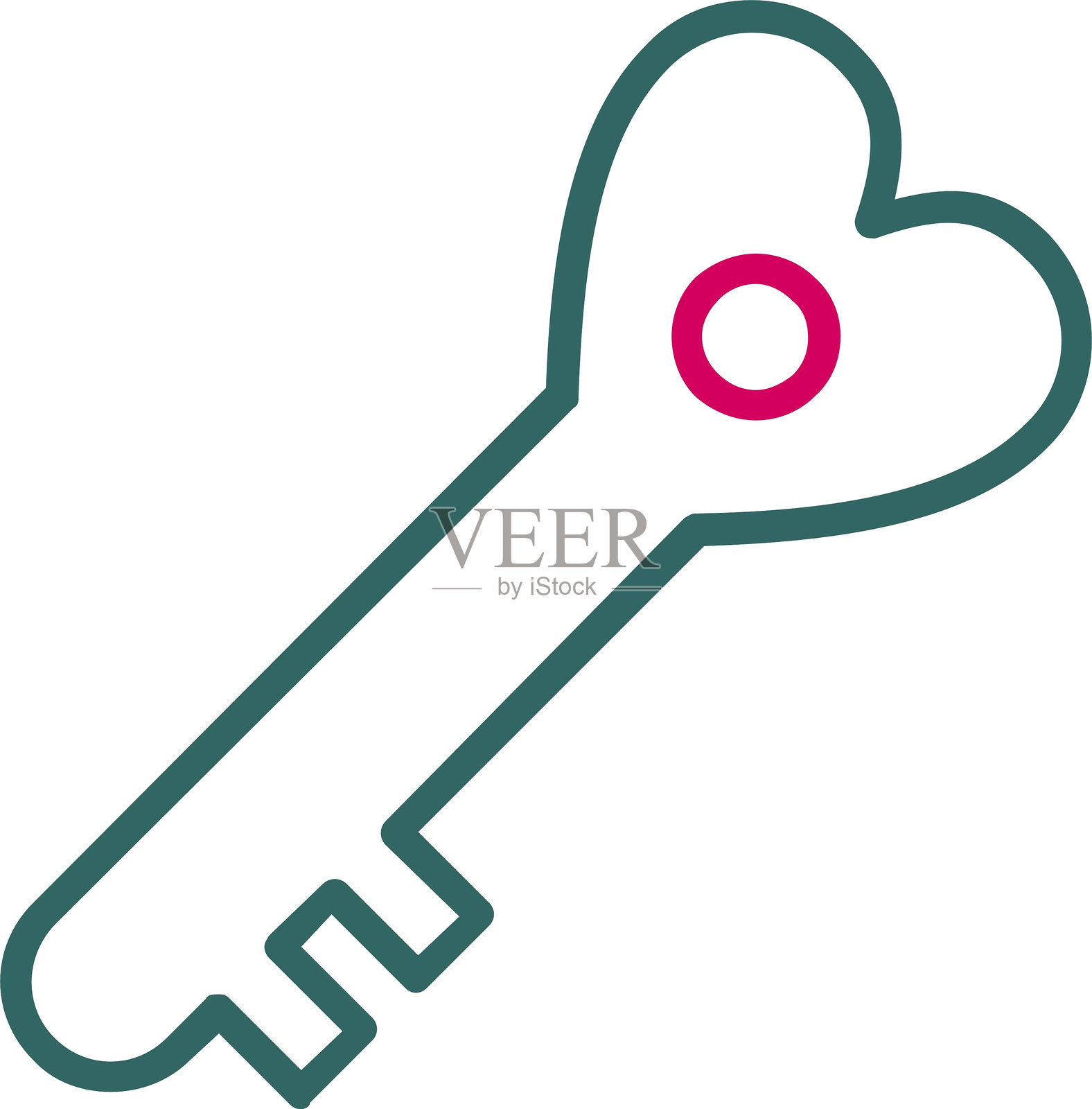 钥匙线条双色图标插画图片素材