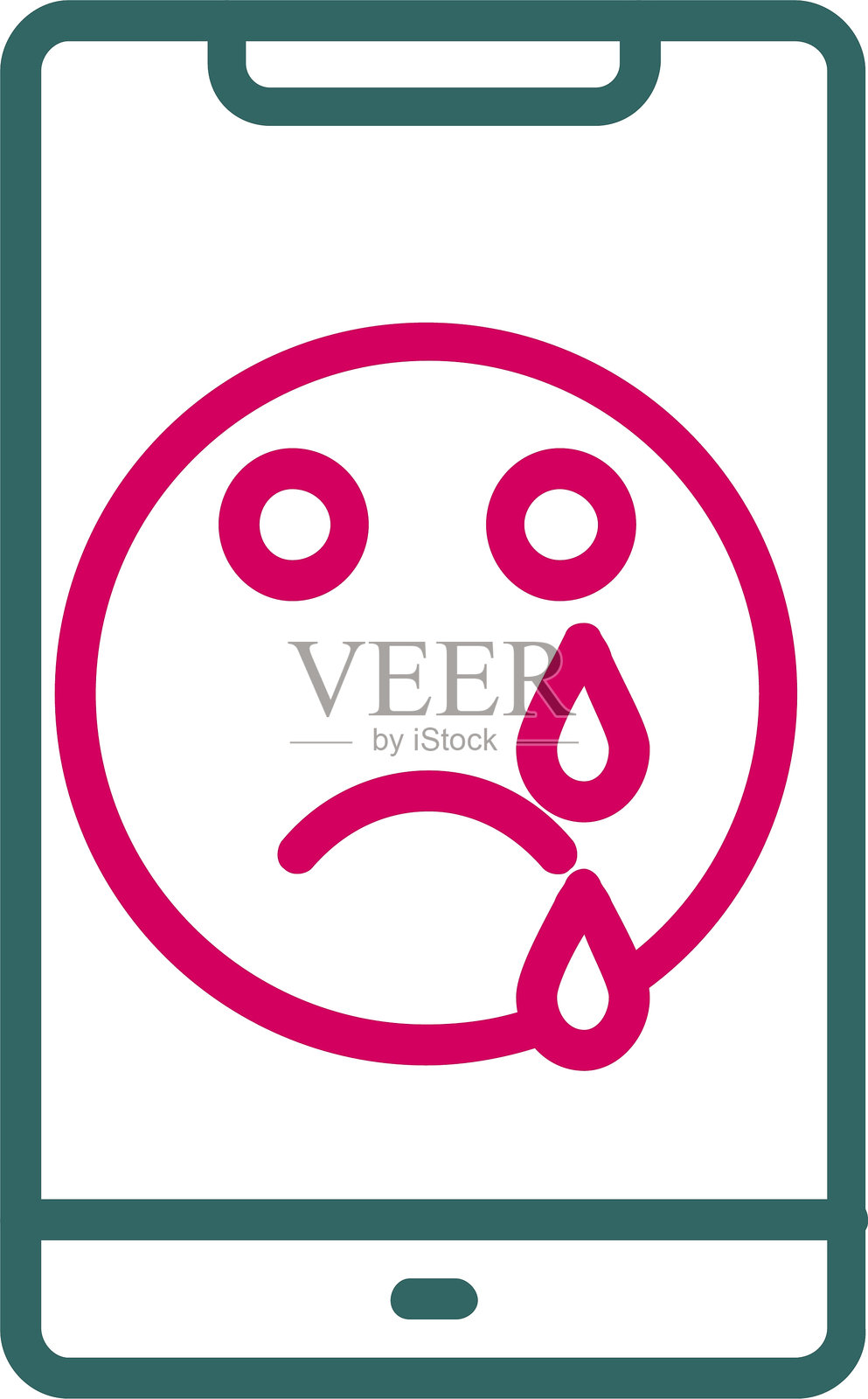 悲伤的线条双色图标插画图片素材