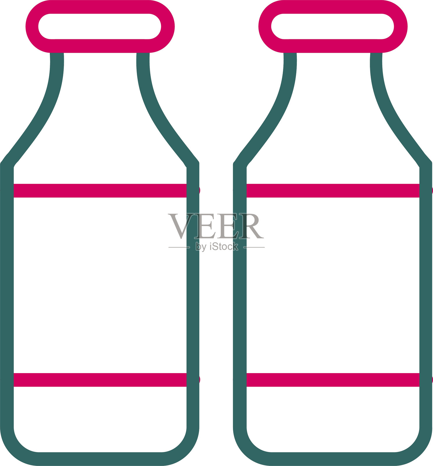 双色图标的牛奶瓶线条插画图片素材