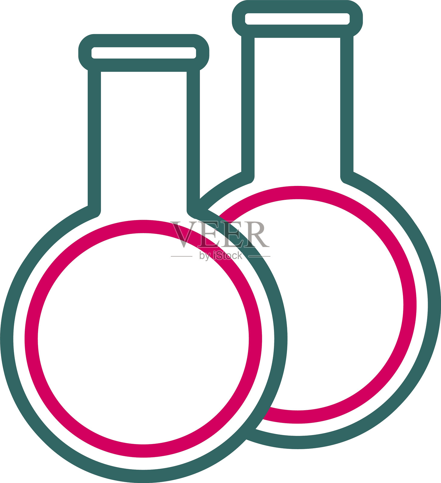 两色图标的瓶子情侣线条插画图片素材