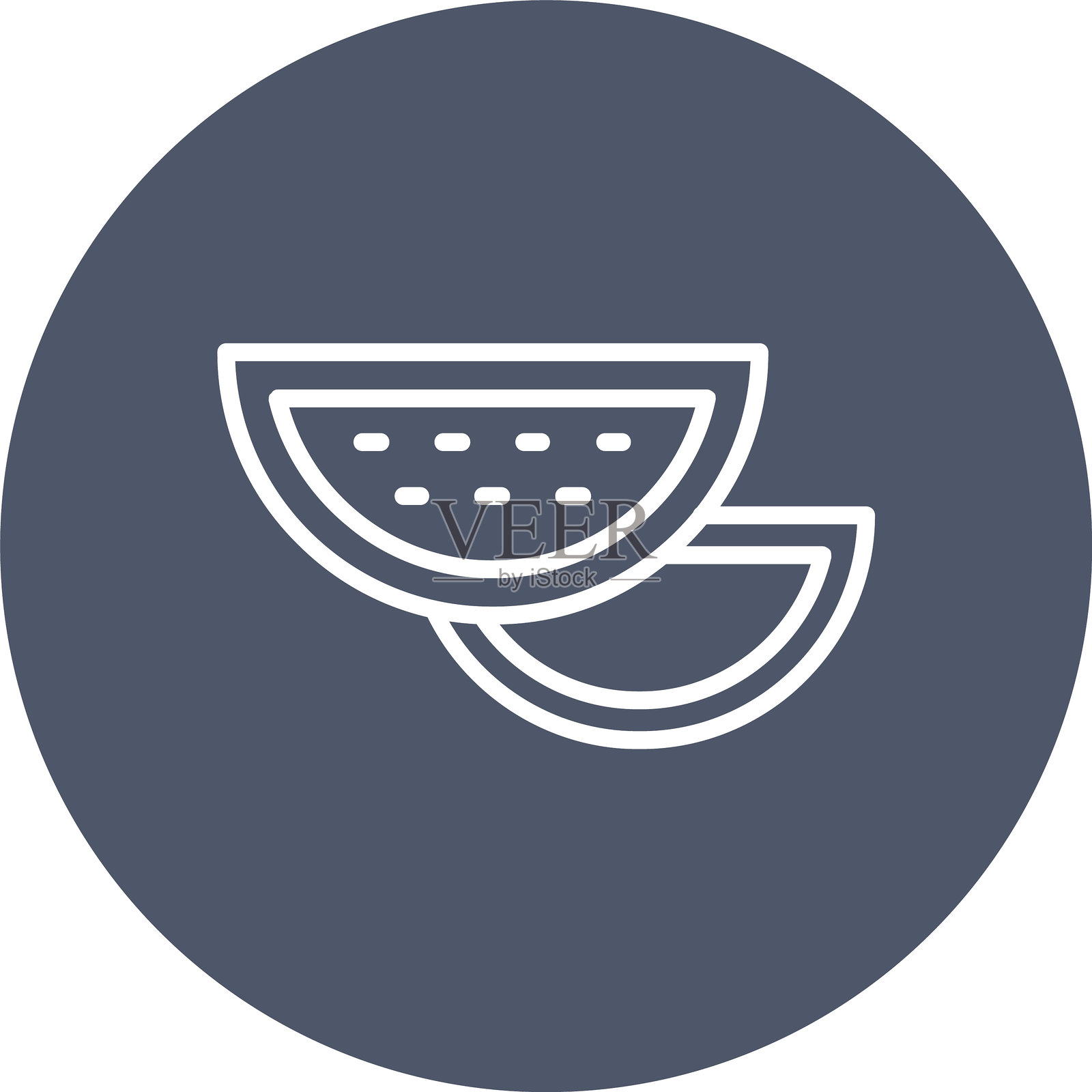 西瓜线条圆形图标插画图片素材