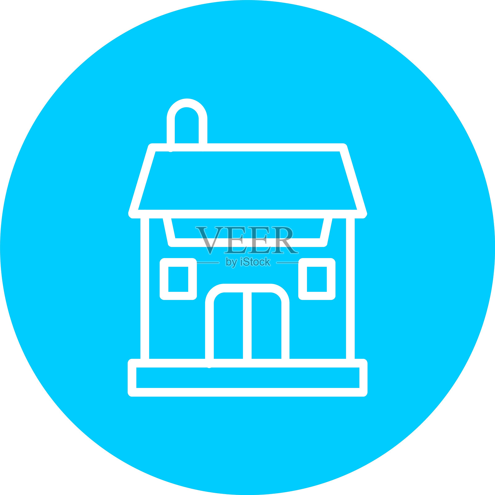 房屋线条圆形图标插画图片素材