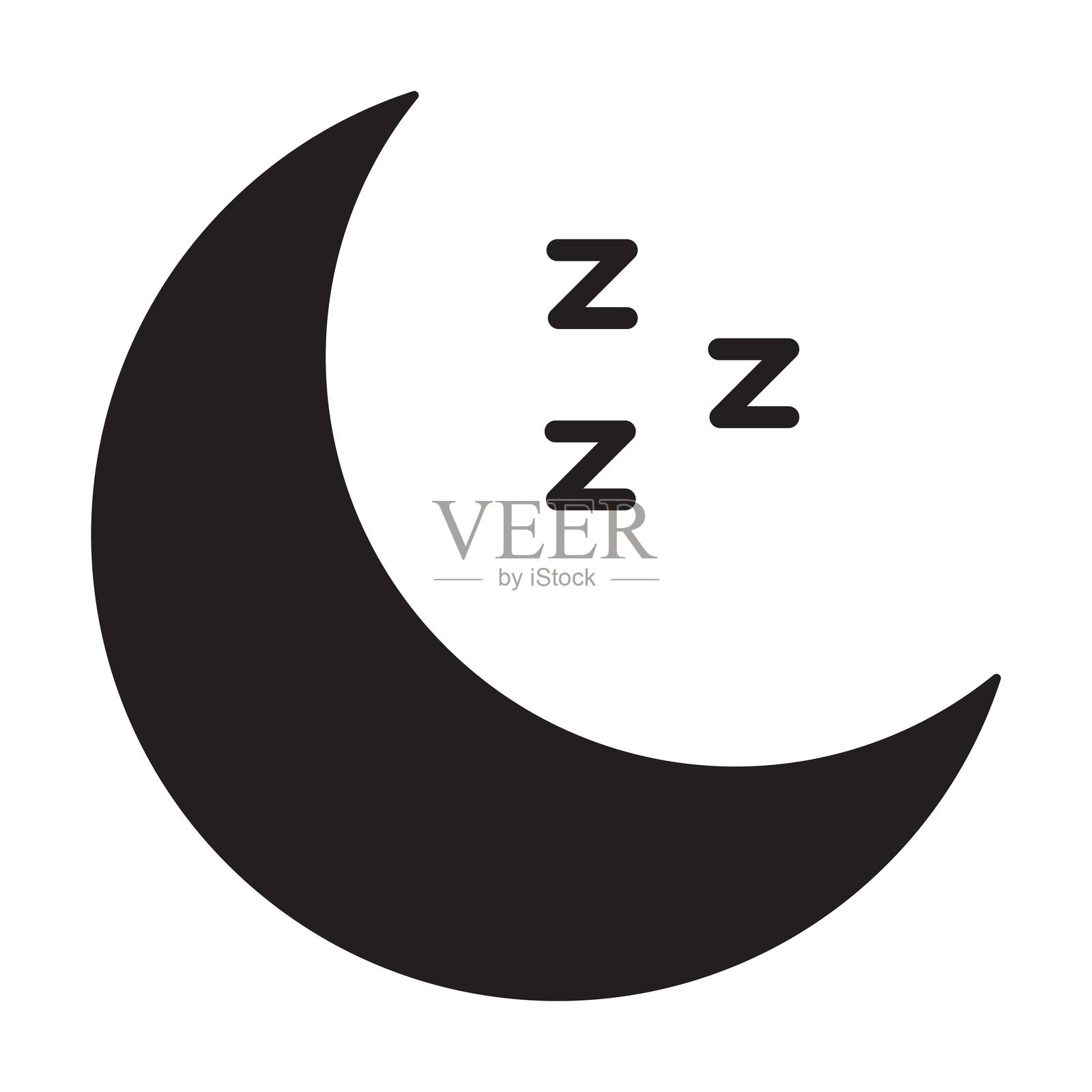 白色背景上的睡眠图标矢量图插画图片素材