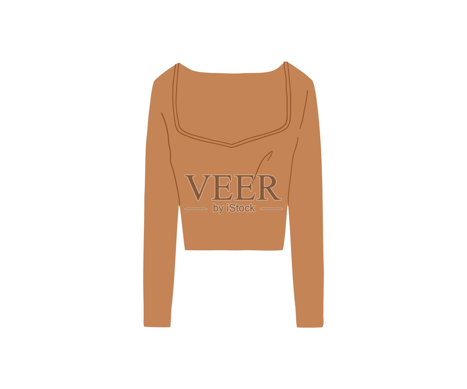 手绘温暖毛衣,服装。平面风格的矢量插图。插画图片素材