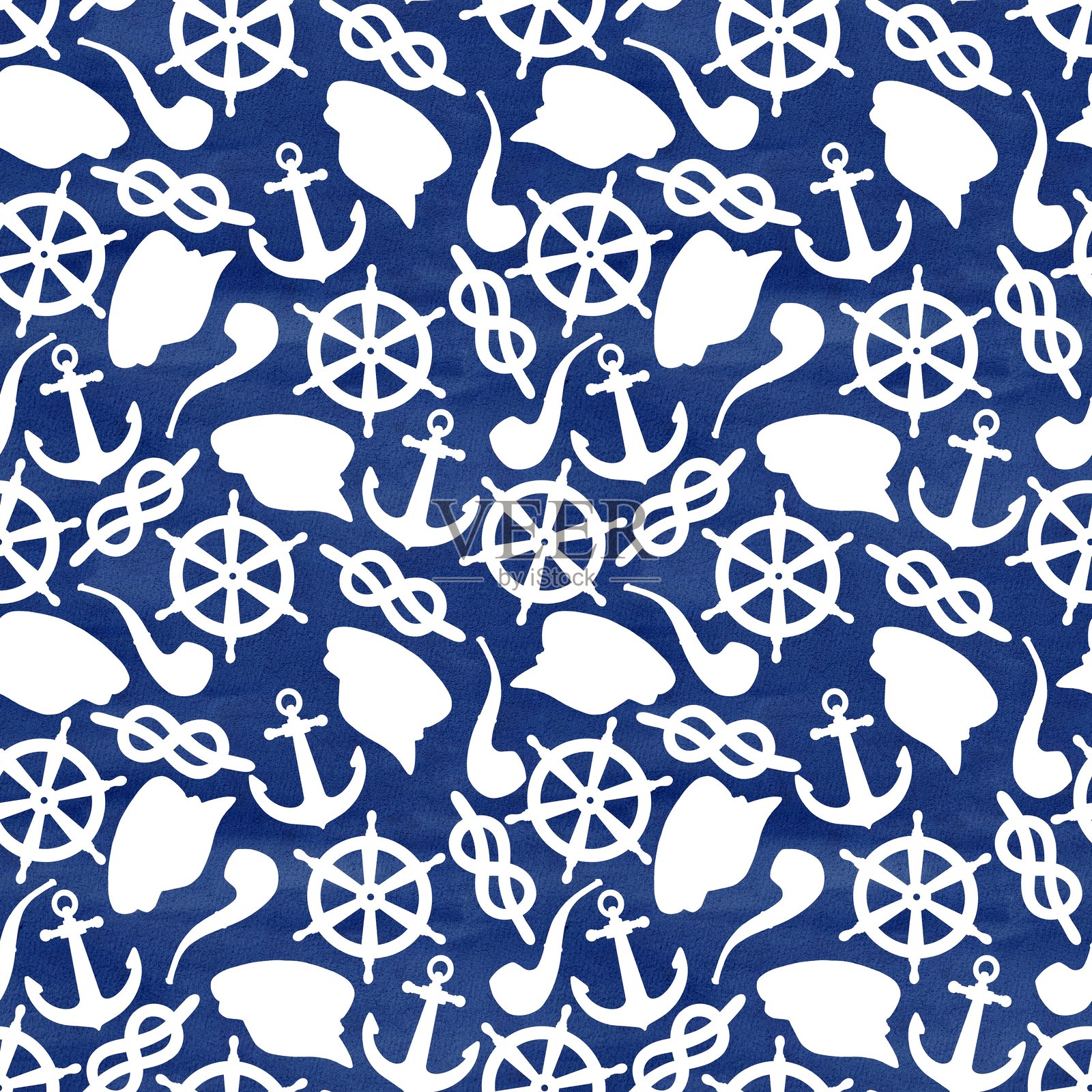 海洋元素水彩无缝图案插画图片素材