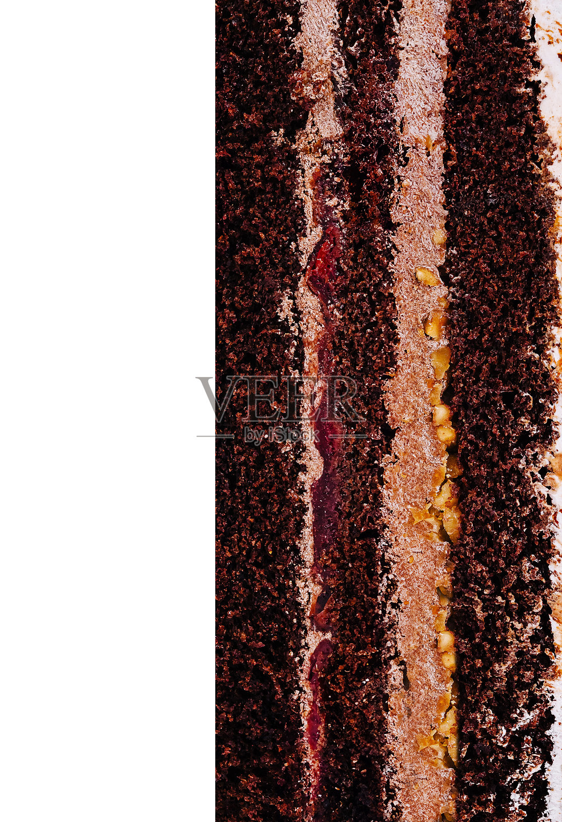 巧克力蛋糕层展示了夹心和糖霜照片摄影图片