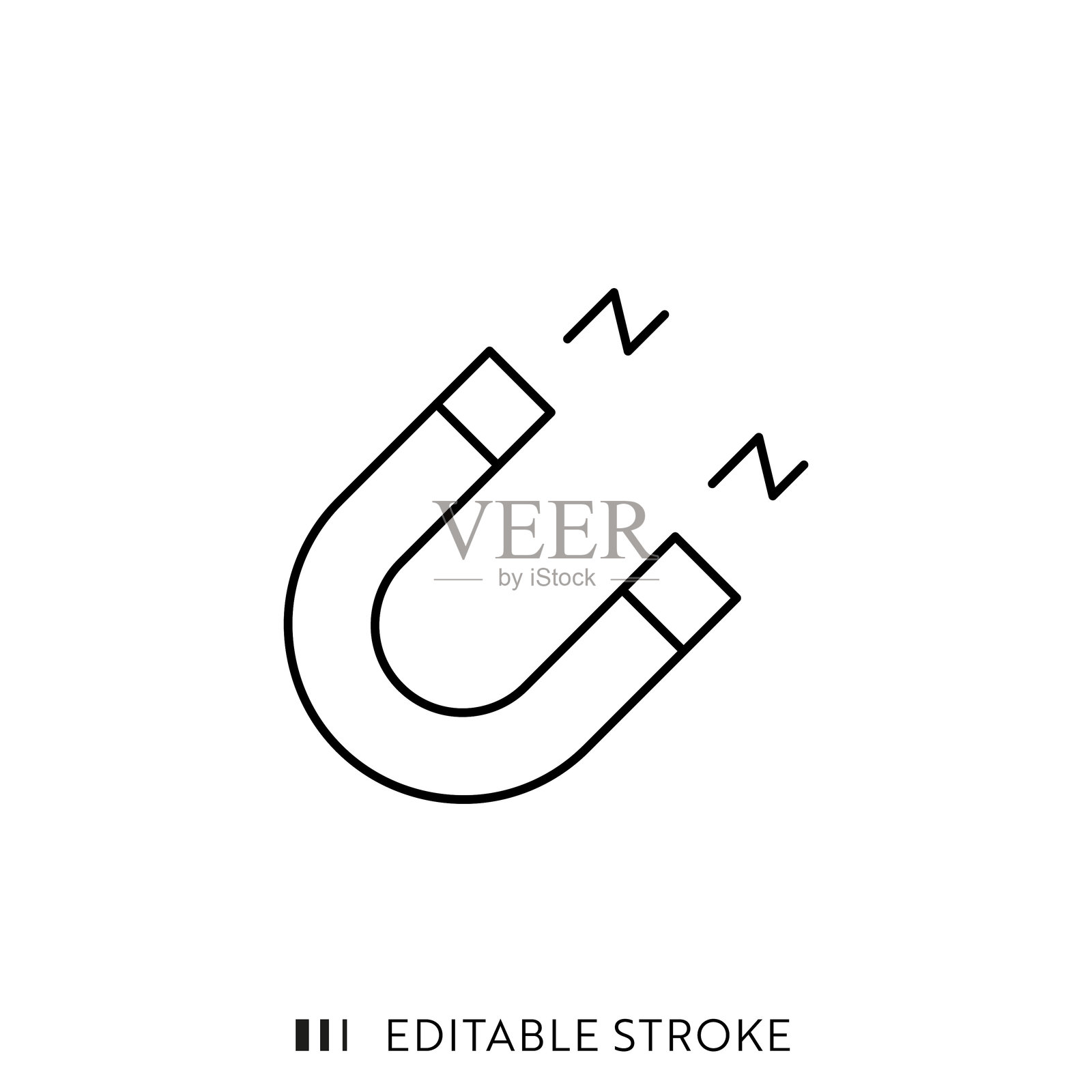 磁铁线图标设计与可编辑的笔触。插画图片素材