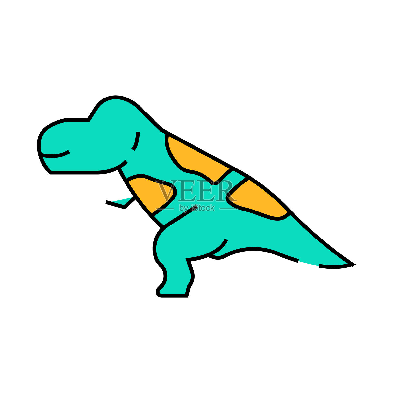 霸王龙恐龙动物图标彩色插图插画图片素材