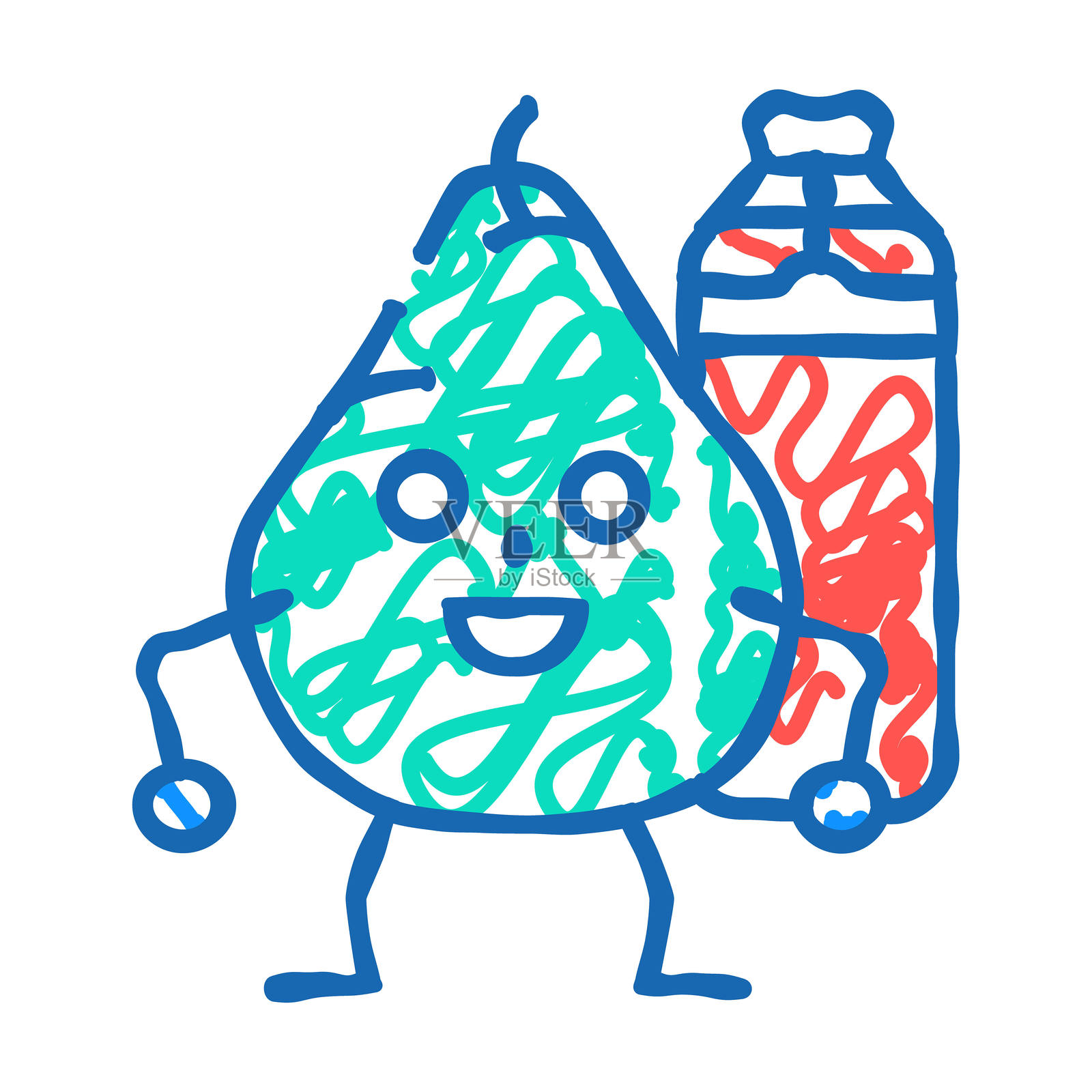 梨子水果健身角色图标涂鸦插图插画图片素材
