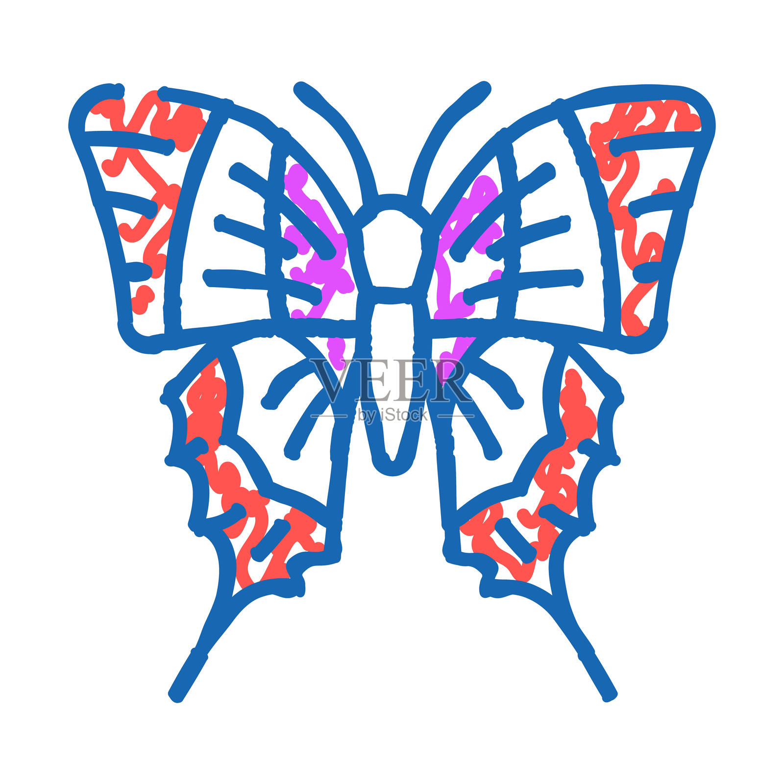 马拉巴尔带斑孔雀虫图标涂鸦插图插画图片素材