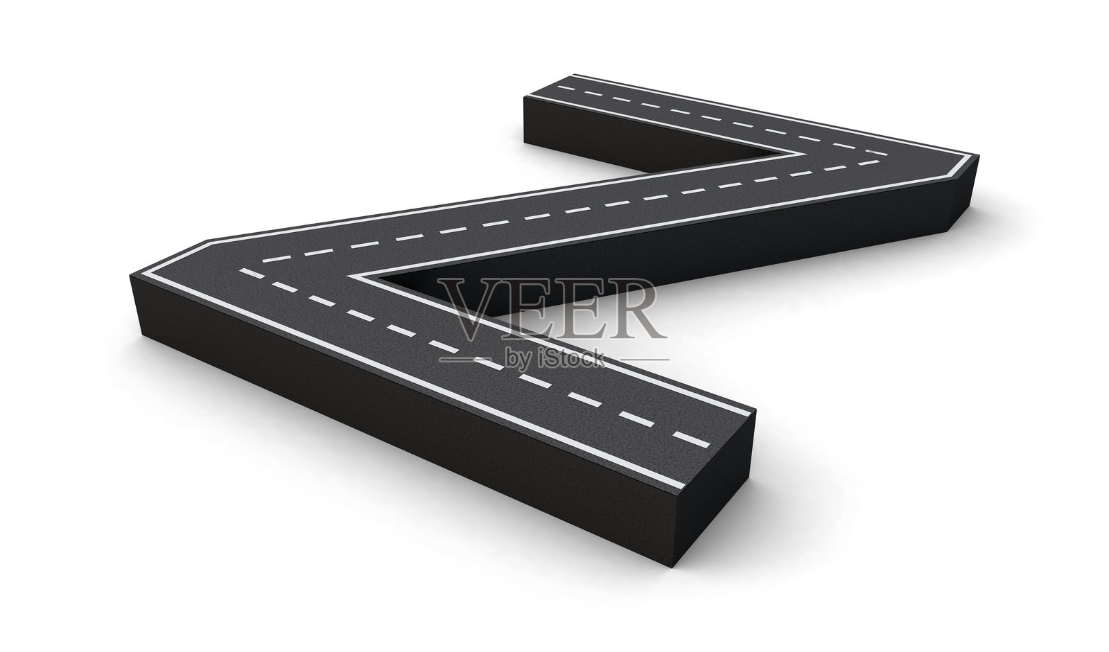 Z字母路3d隔离在白色背景。大写字母。道路风格字母3d。照片摄影图片