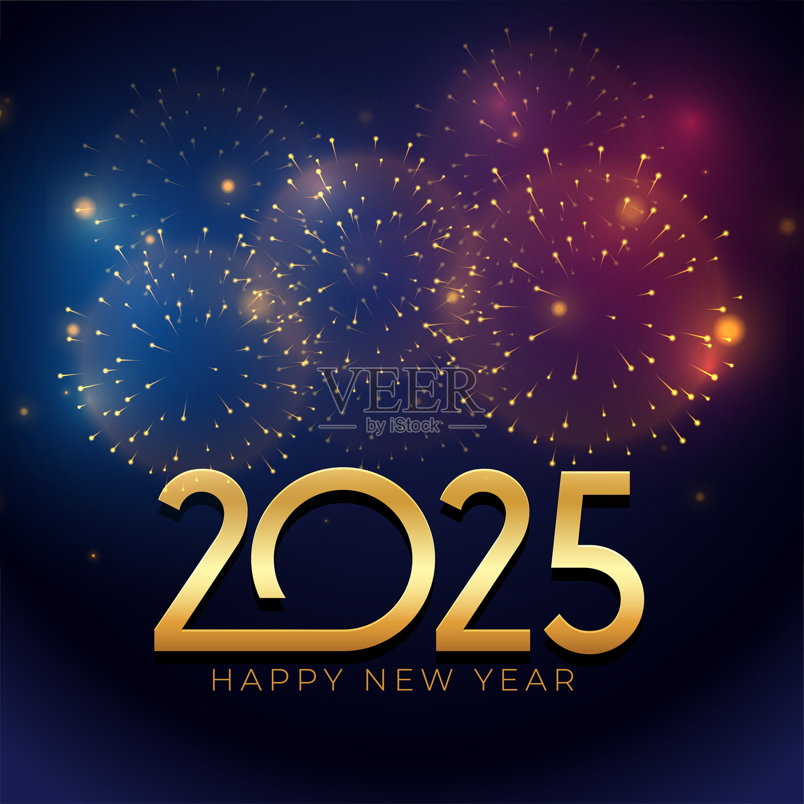 2025年新年烟花庆祝背景设计插画图片素材
