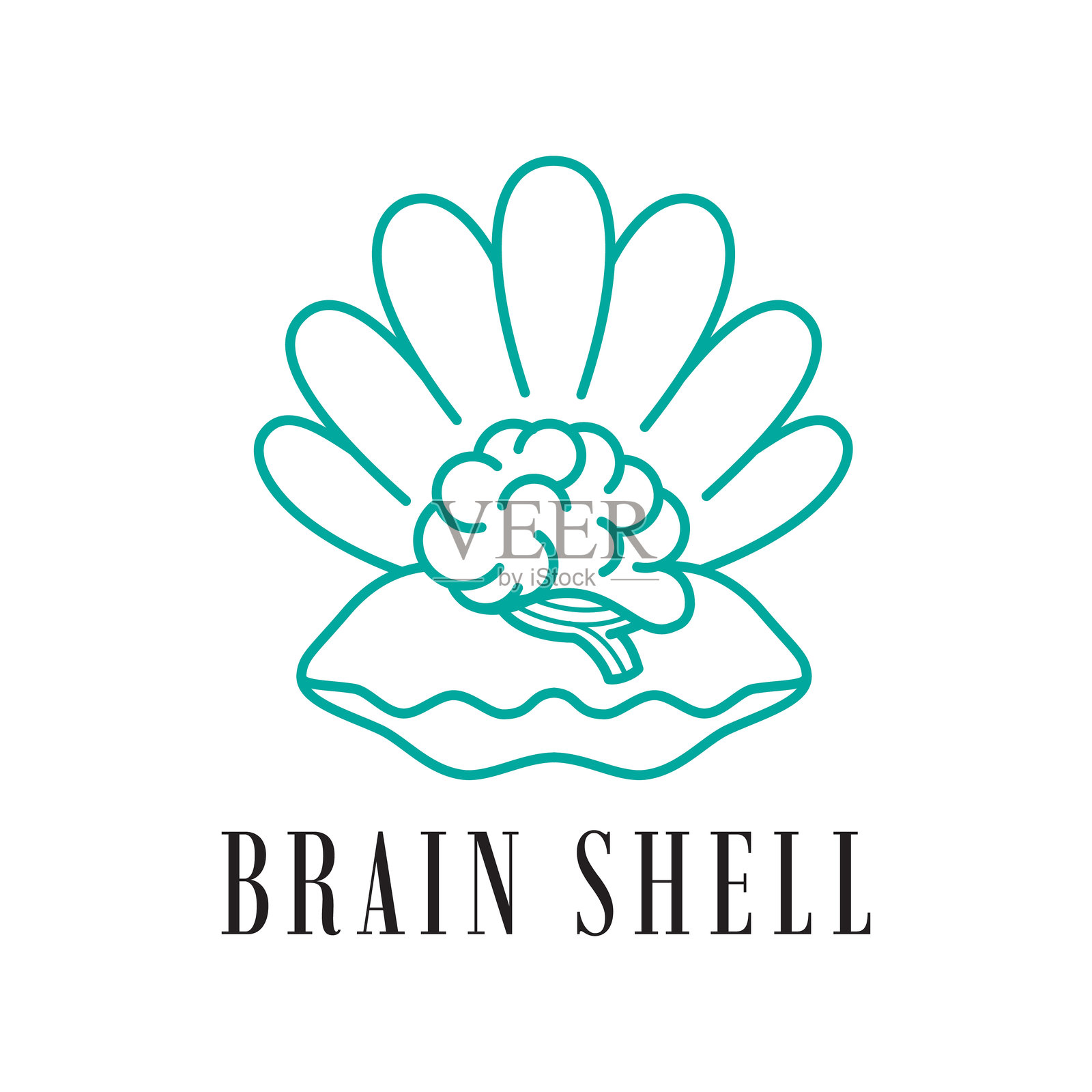 脑壳线条风格品牌设计模板。蓝色浅光线条风格。插画图片素材