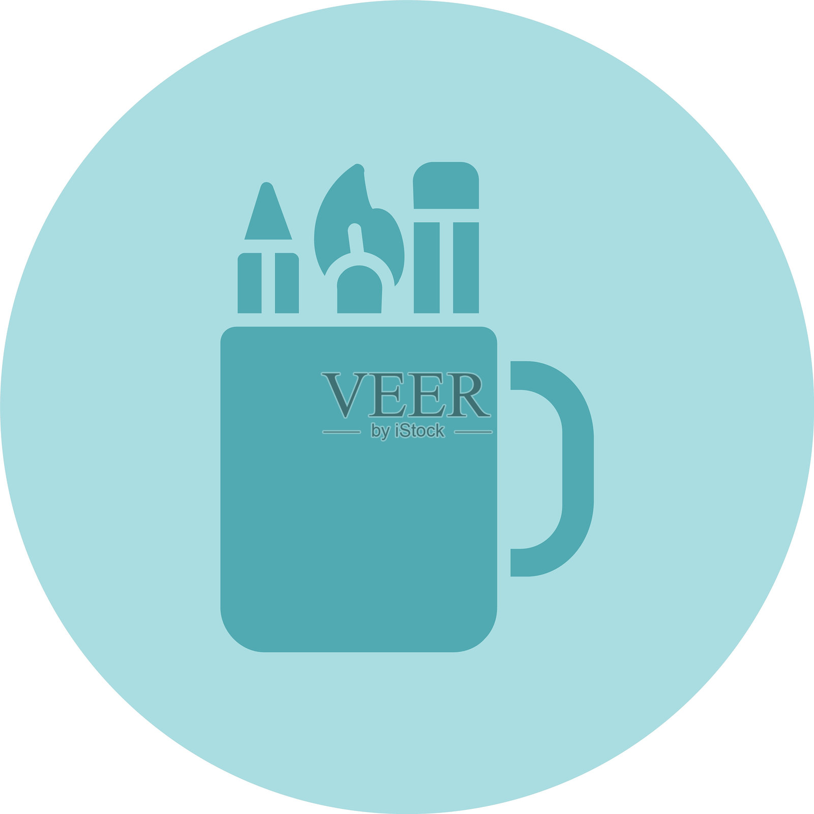 铅笔盒图标,圆形渐变设计插画图片素材