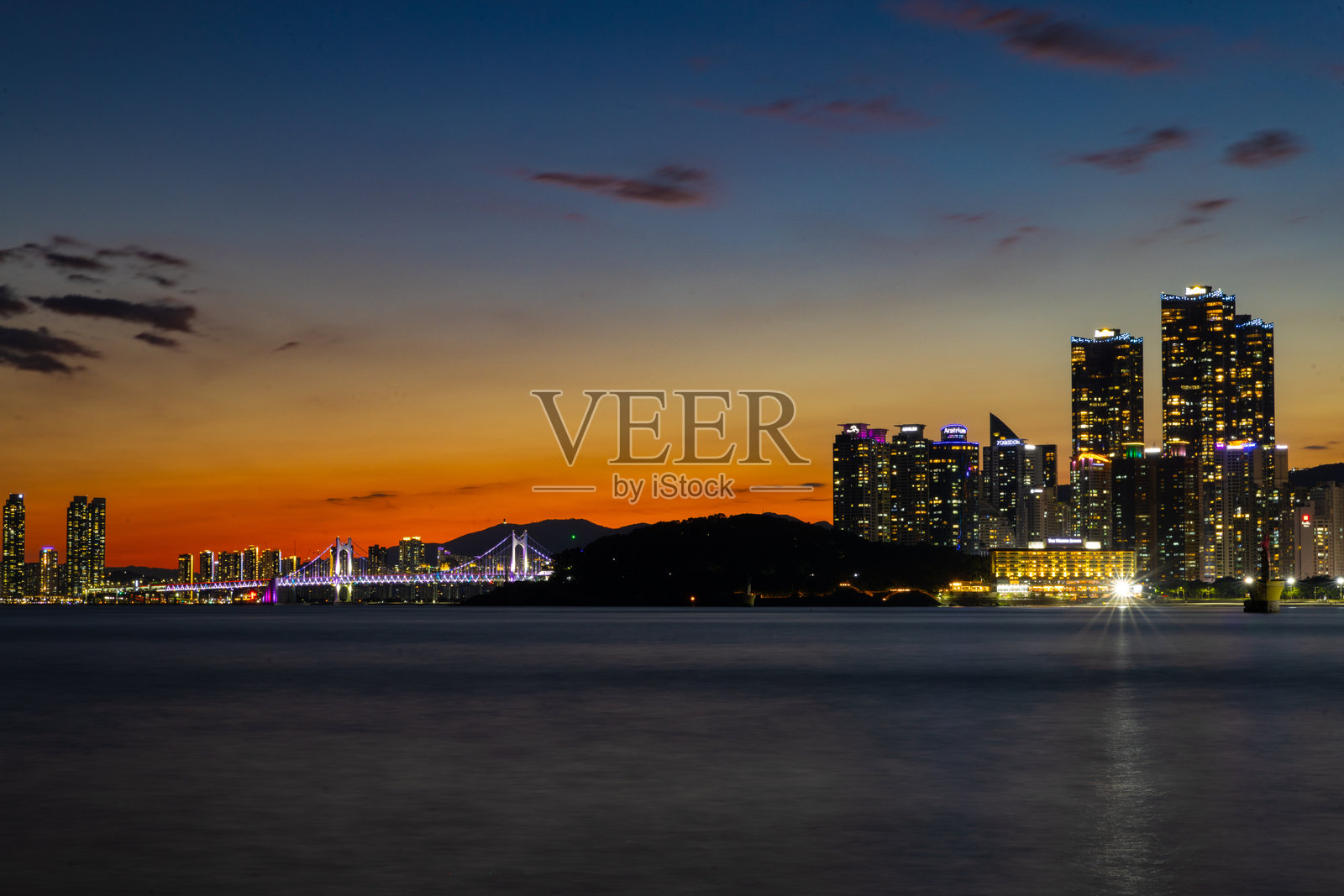 釜山海云台的夜景照片摄影图片