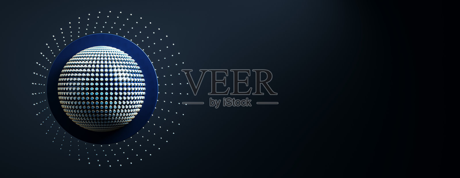 黑色背景上的几何图案抽象3D球体。3D渲染照片摄影图片