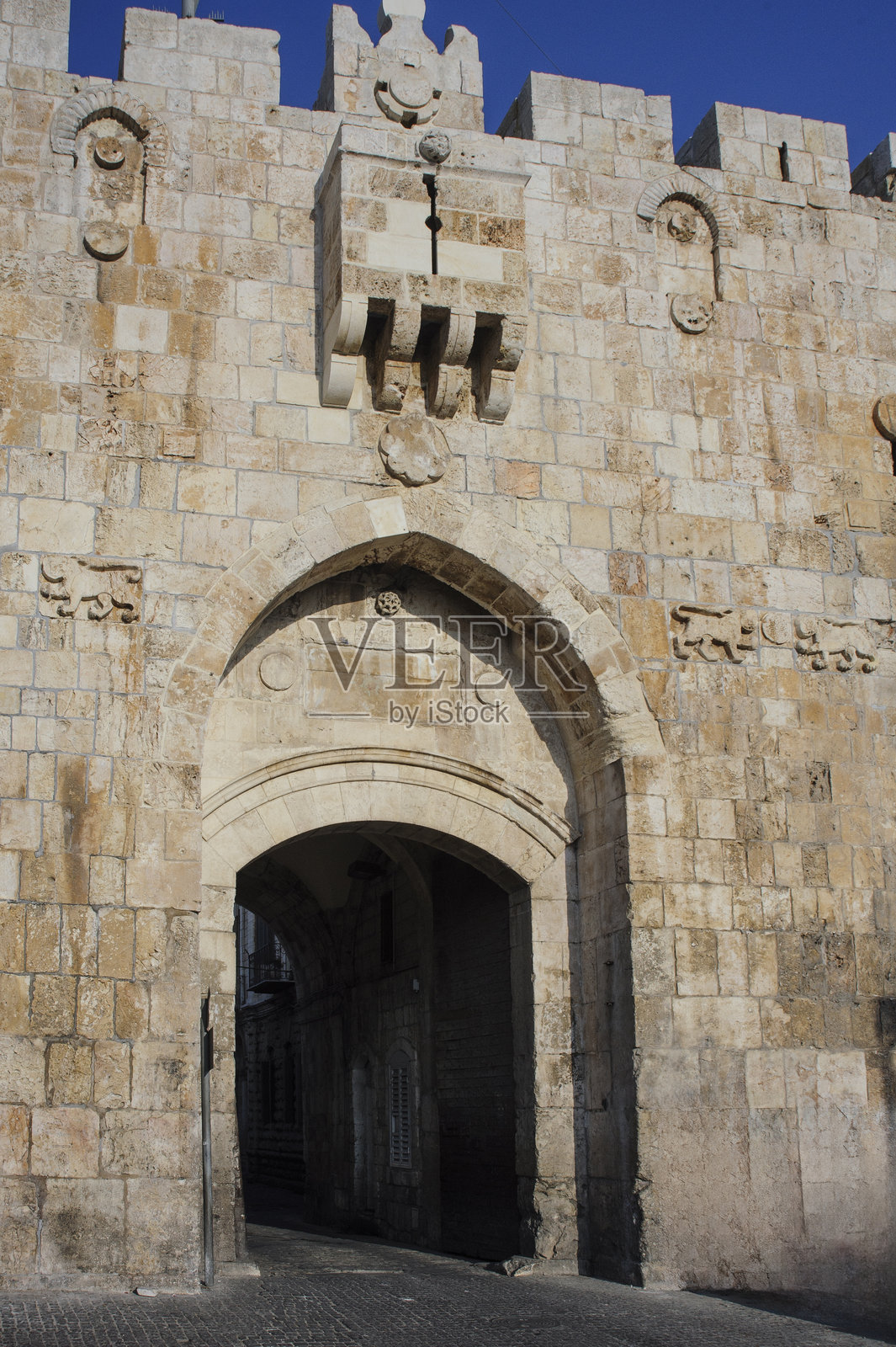 耶路撒冷老城的狮子门或圣斯蒂芬门入口照片摄影图片
