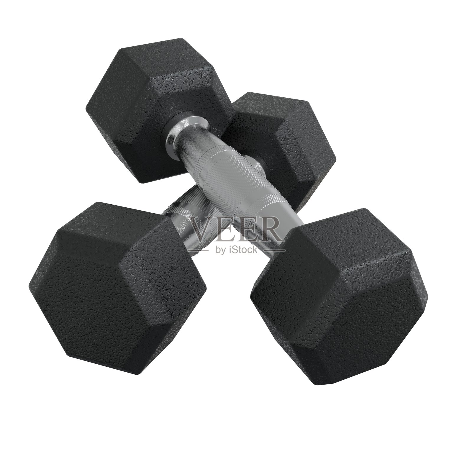 空白的两个六角哑铃,举重健身器材照片摄影图片