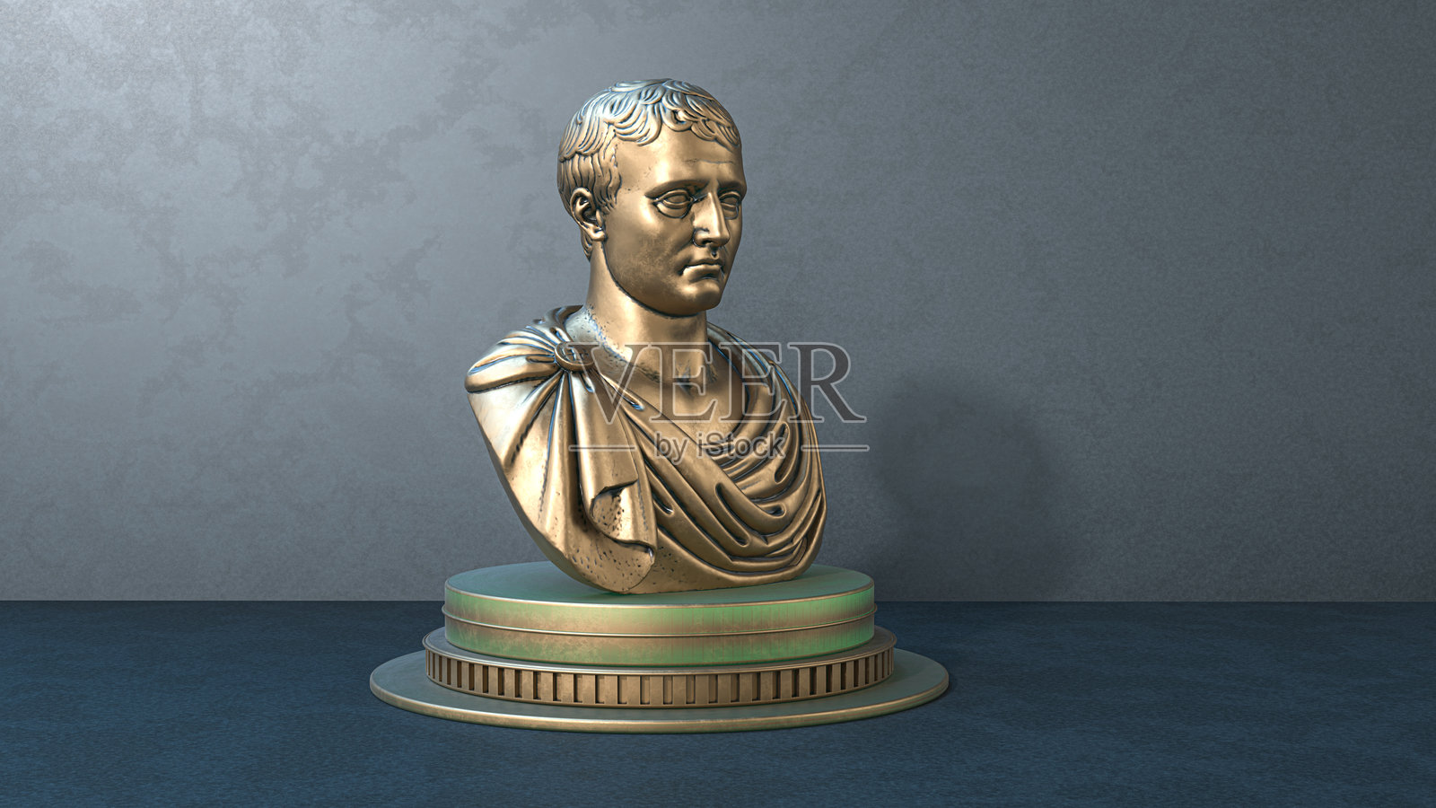 拿破仑·波拿巴胸像3D渲染图:青铜材质,展现历史力量与领导力照片摄影图片
