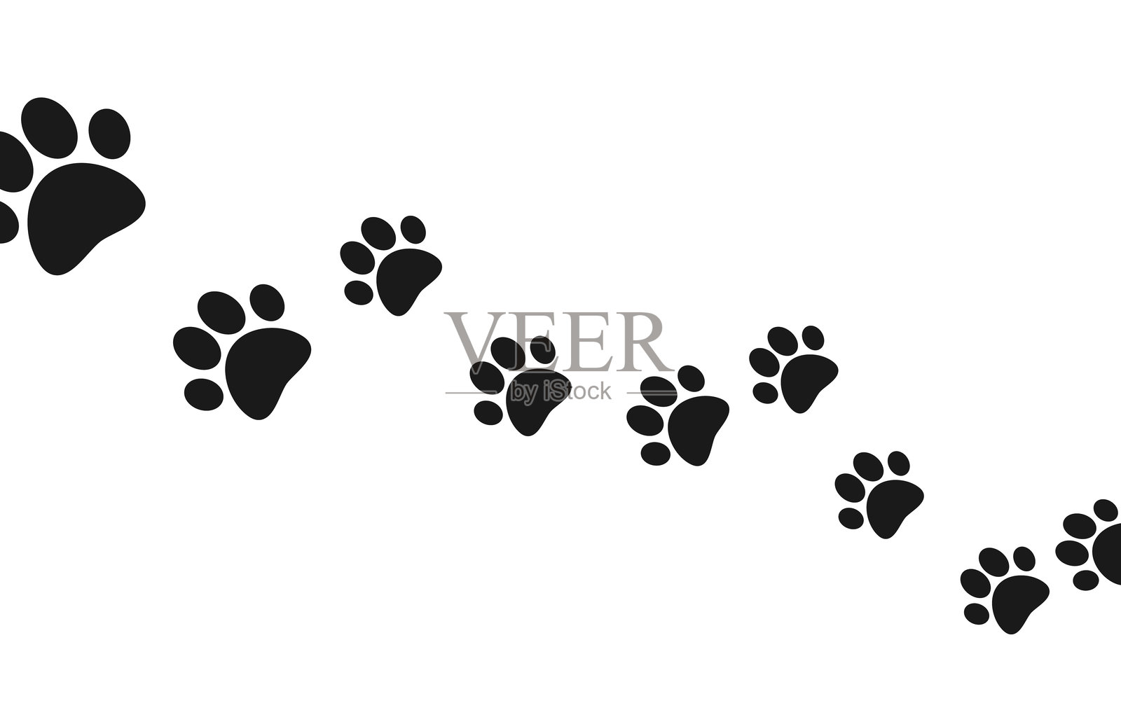 爪印。狗、猫爪印。矢量图插画图片素材