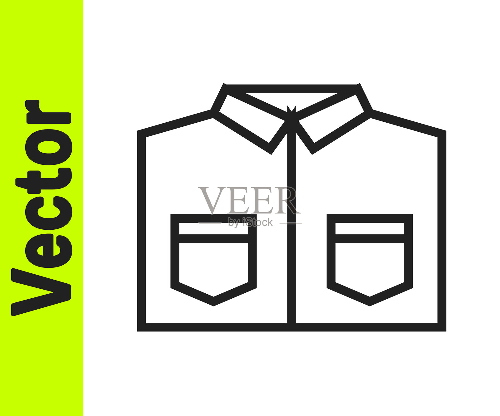 黑色线条衬衫图标,背景为白色。矢量图。插画图片素材