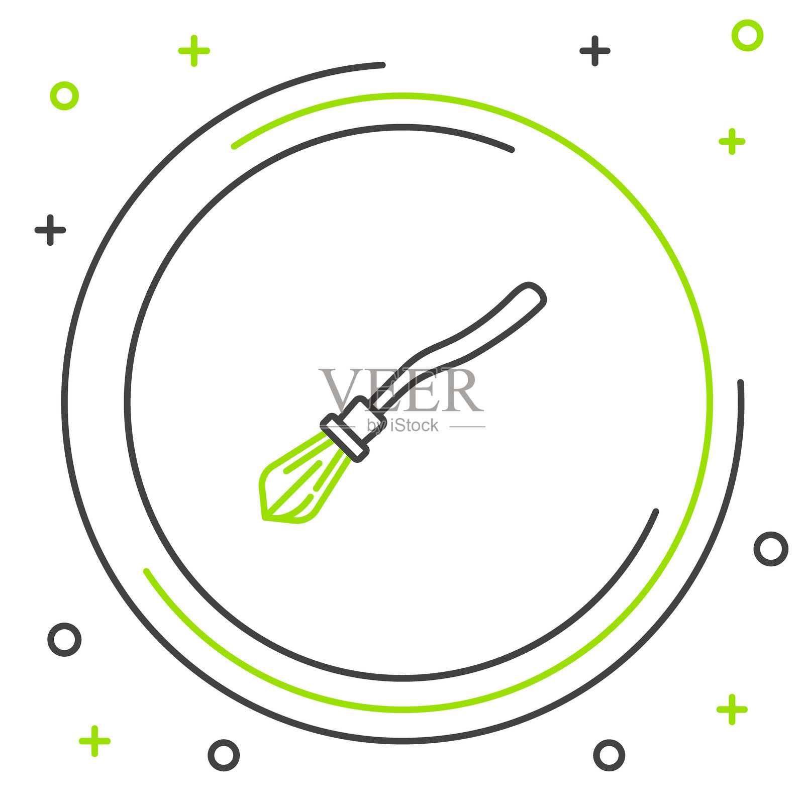 黑色和绿色的女巫扫帚图标,背景为白色。快乐的万圣节派对。彩色轮廓概念。矢量插图。插画图片素材