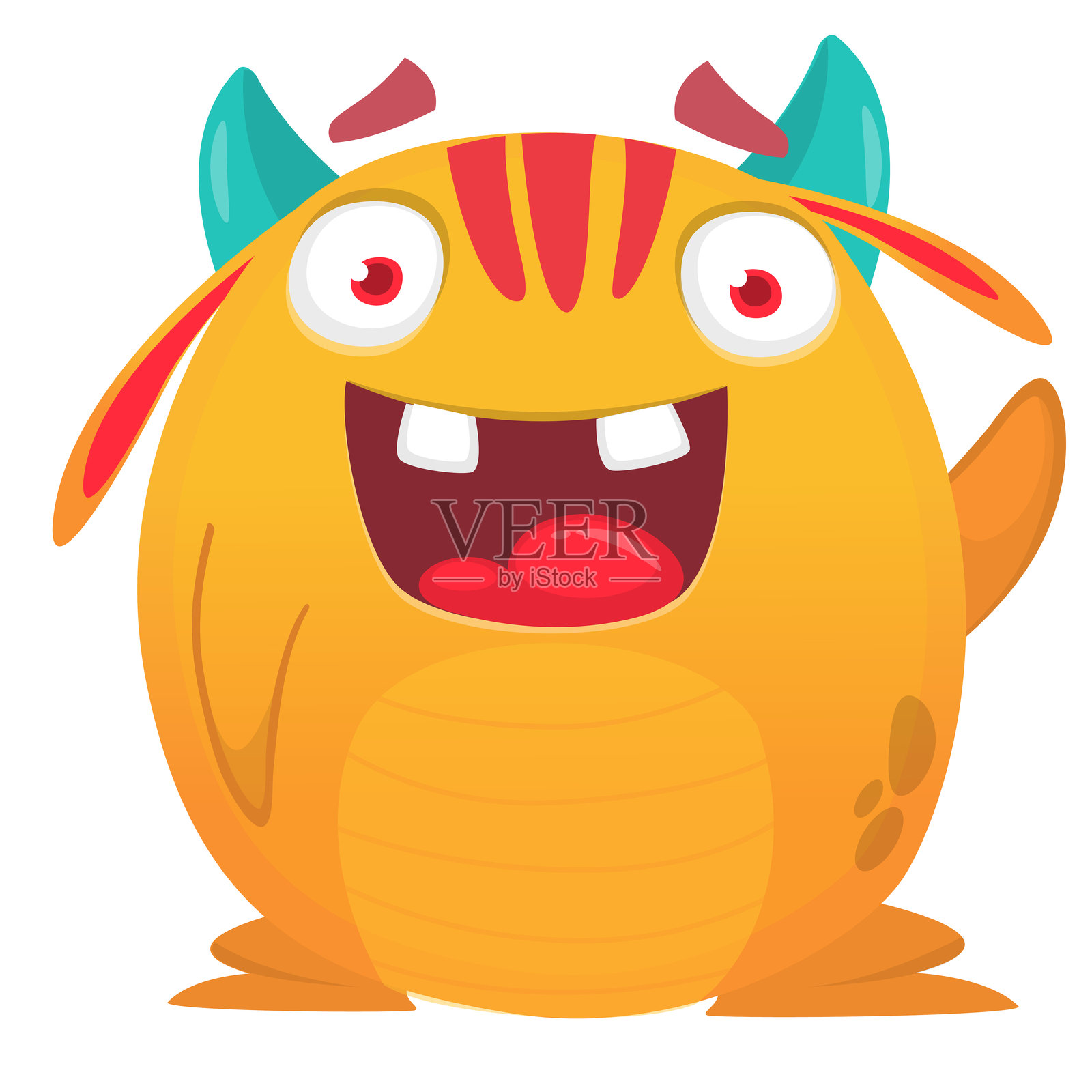 有趣的卡通怪兽角色。可爱快乐的外星生物插图,适合万圣节派对装饰或包装设计。矢量图,独立使用。插画图片素材