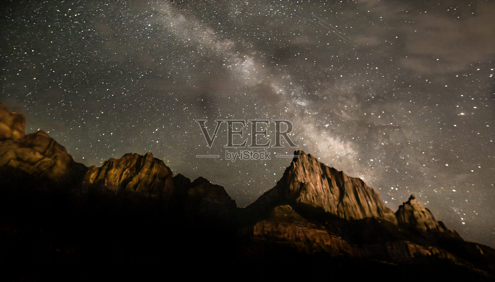 锡安上空的银河照片摄影图片