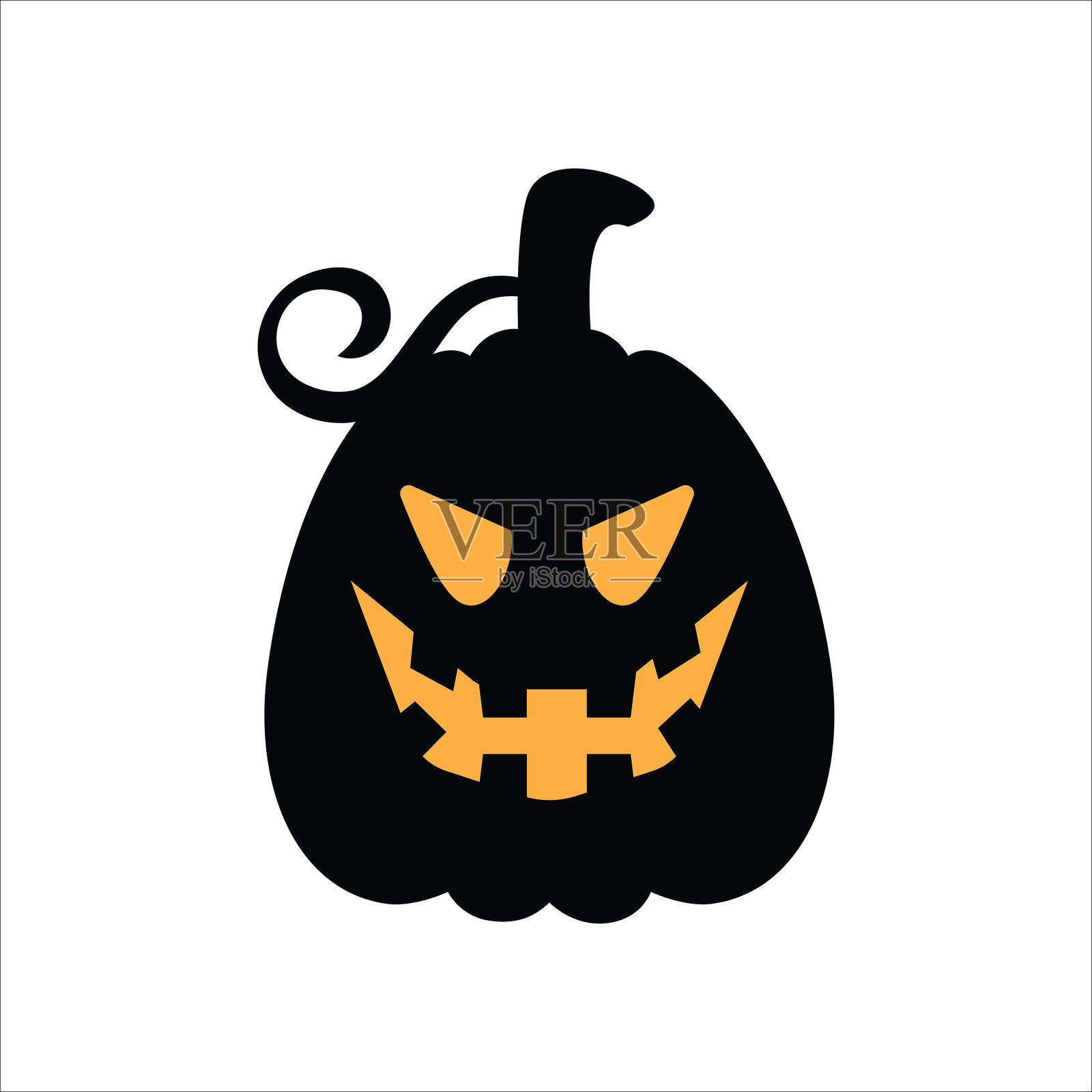 万圣节南瓜头。带有狡黠微笑的万圣节南瓜。带有邪恶面孔的南瓜。用于贴纸、墙面装饰和悬挂门饰的矢量库存插图。插画图片素材