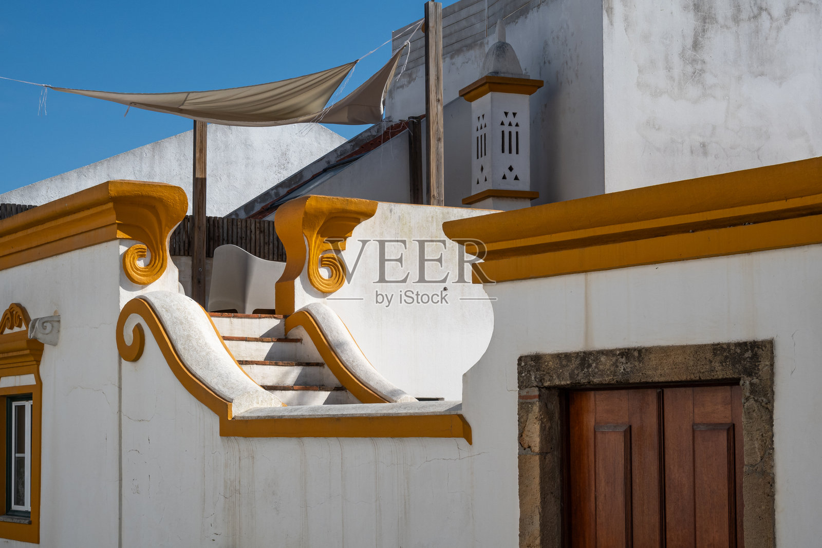 葡萄牙传统房屋的街道近景特写照片摄影图片