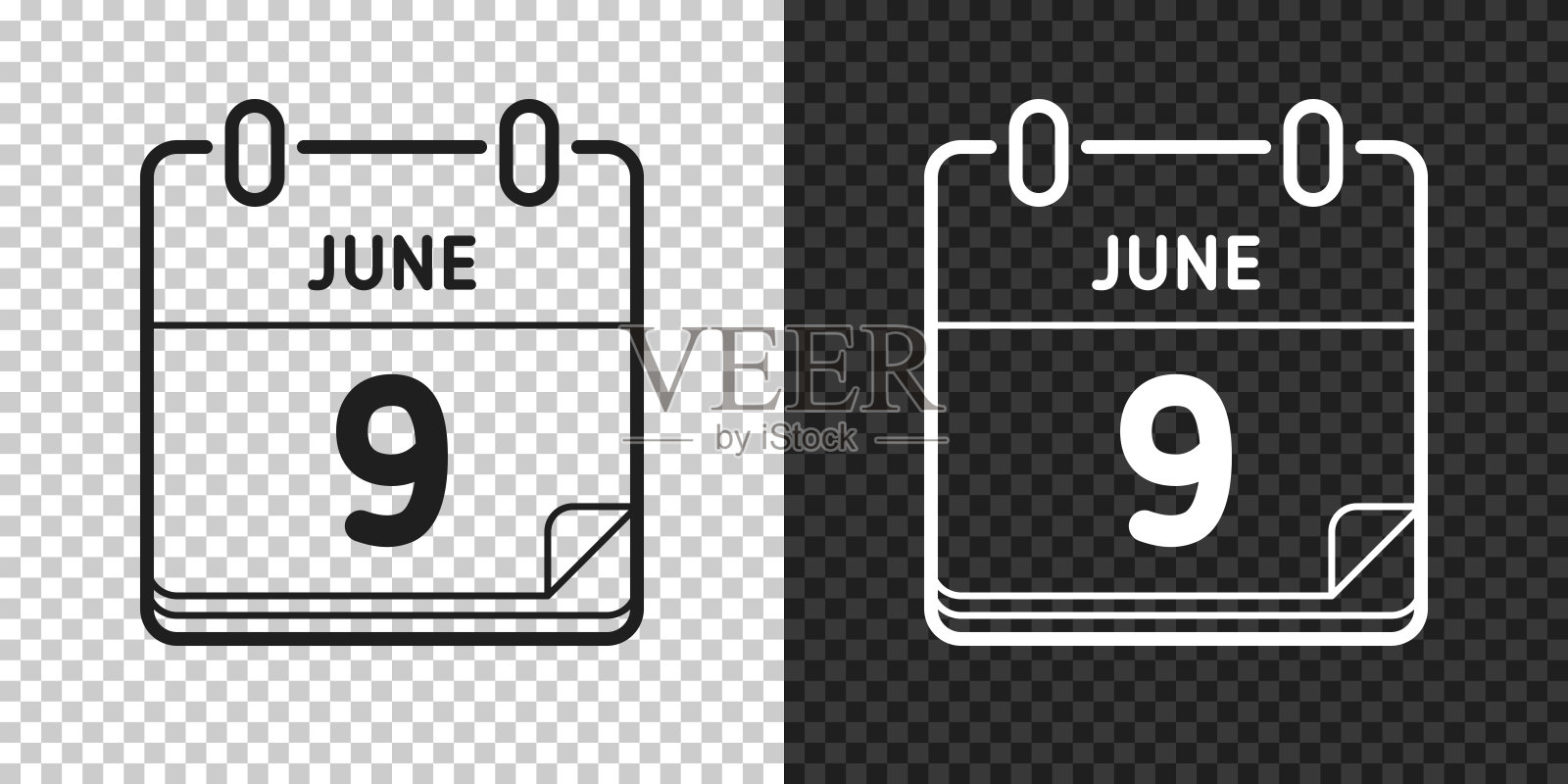 六月九日。空白背景上的设计图标插画图片素材