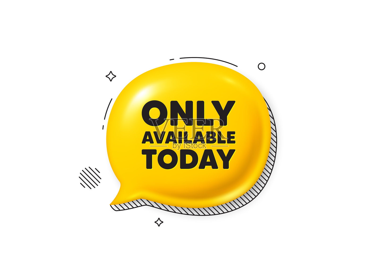 仅限今日的标签。特价标志。漫画对话气泡3D图标。矢量图。插画图片素材