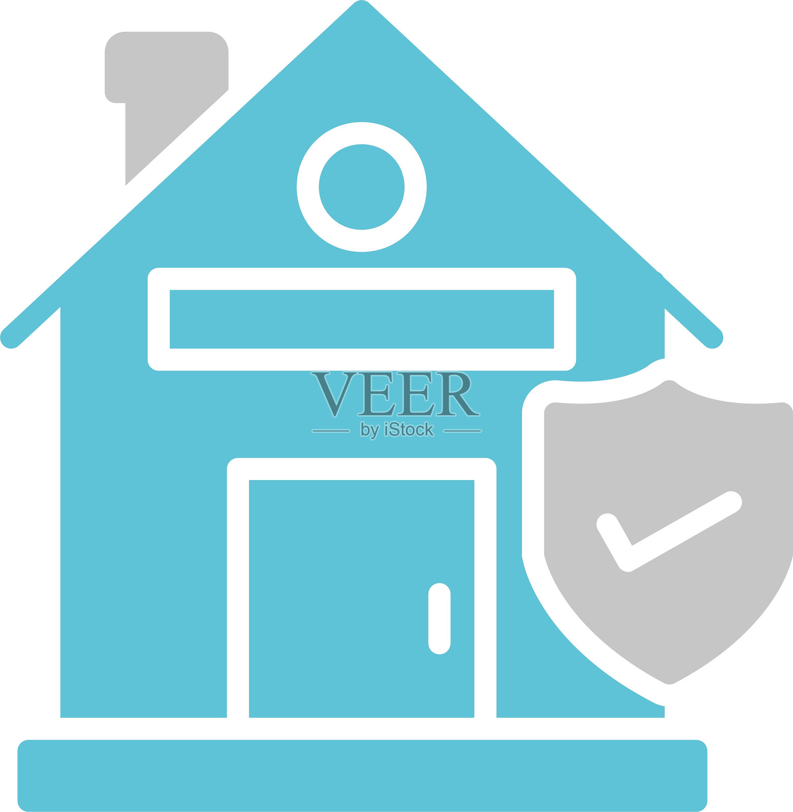 房屋保护符号双色图标插画图片素材