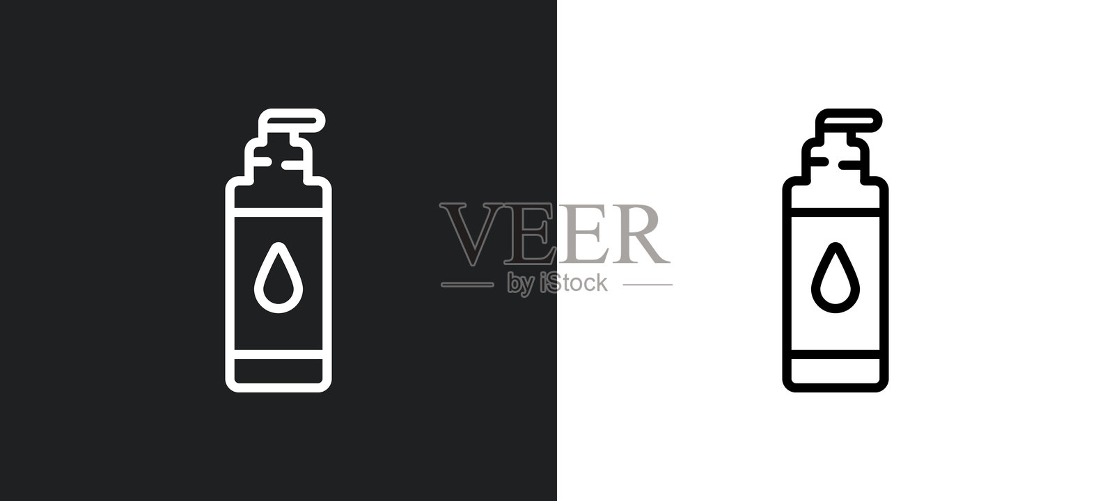 白色和黑色的面部清洁剂轮廓图标。来自美容系列的面部清洁剂平面矢量图标,适用于网页、移动应用和用户界面。插画图片素材