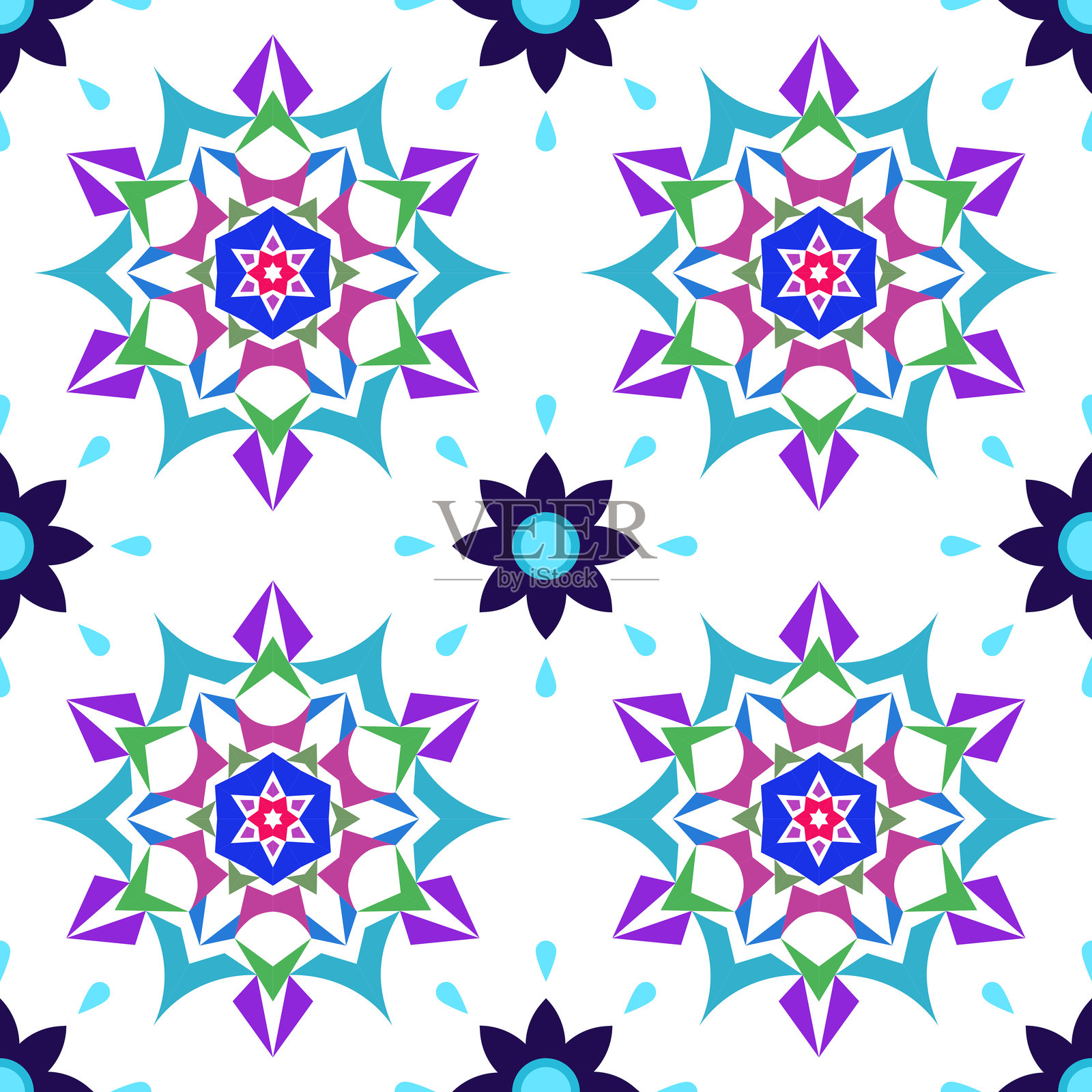 无缝曼荼罗图案设计,面料纺织材料制作插画图片素材