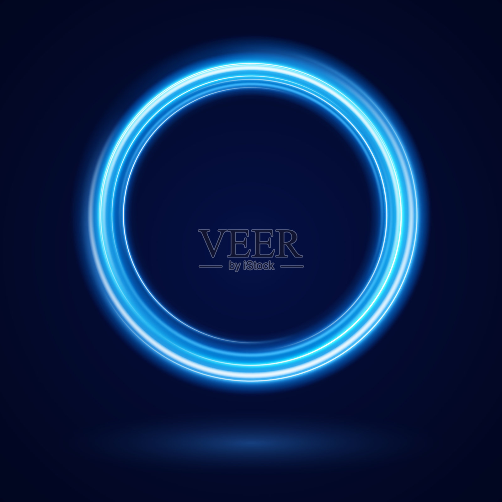 带有闪光灯光效果的彩色圆圈框架。一个闪光在发光环中飞旋。插画图片素材