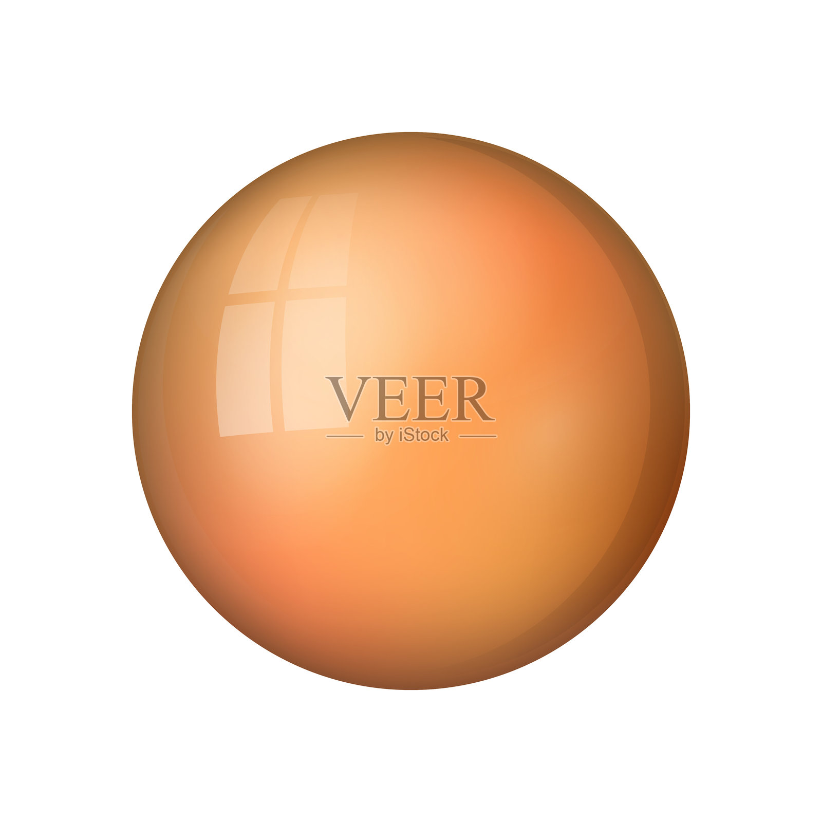 玻璃橙色球或珍贵的珍珠。光滑逼真的球体,3D抽象矢量插图,突出显示在白色背景上。带阴影的大金属气泡。插画图片素材