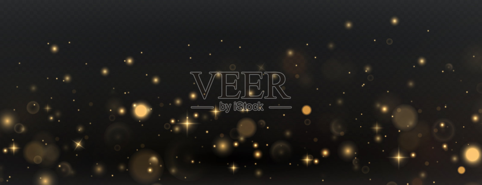 圣诞背景。粉末尘埃。魔幻的散景闪耀着金色尘埃。透明背景上的小逼真光斑。卡片、邀请函、背景和屏幕保护程序的设计元素。插画图片素材