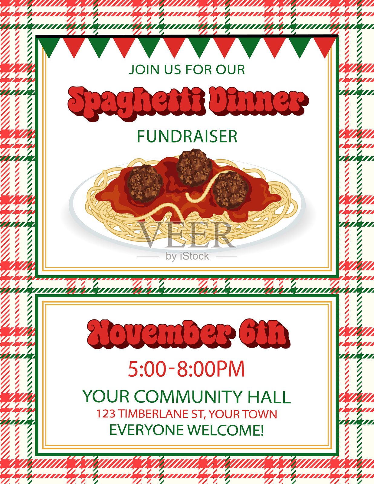 意大利面晚餐筹款海报模板插画图片素材