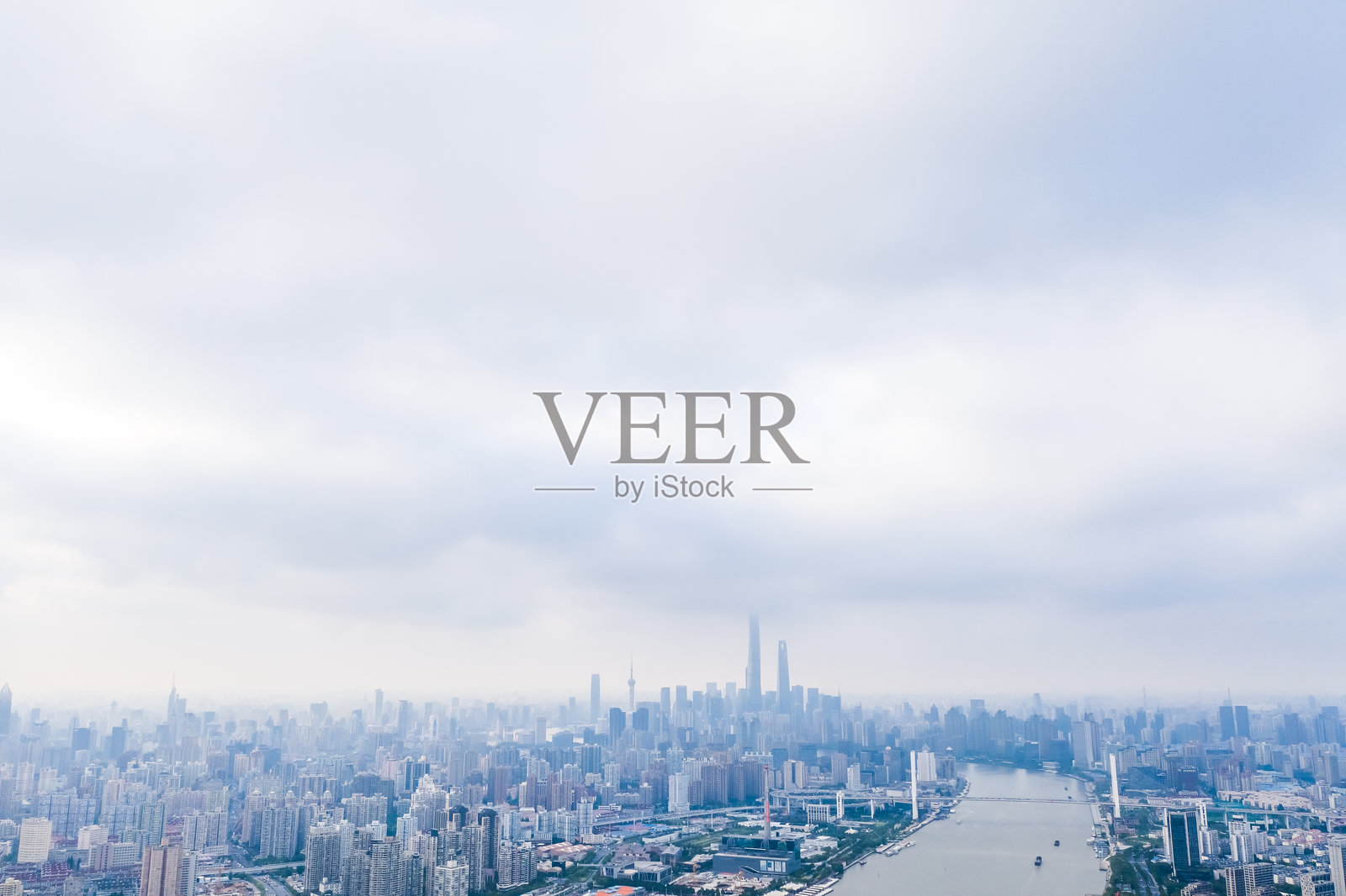 中国上海城市天际线的航拍摄影照片摄影图片