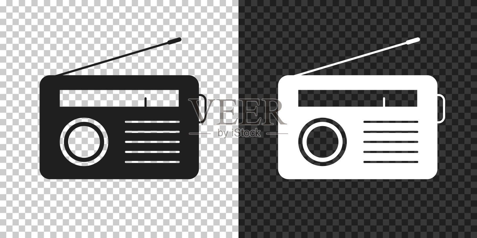 收音机。设计图标在空白背景上插画图片素材