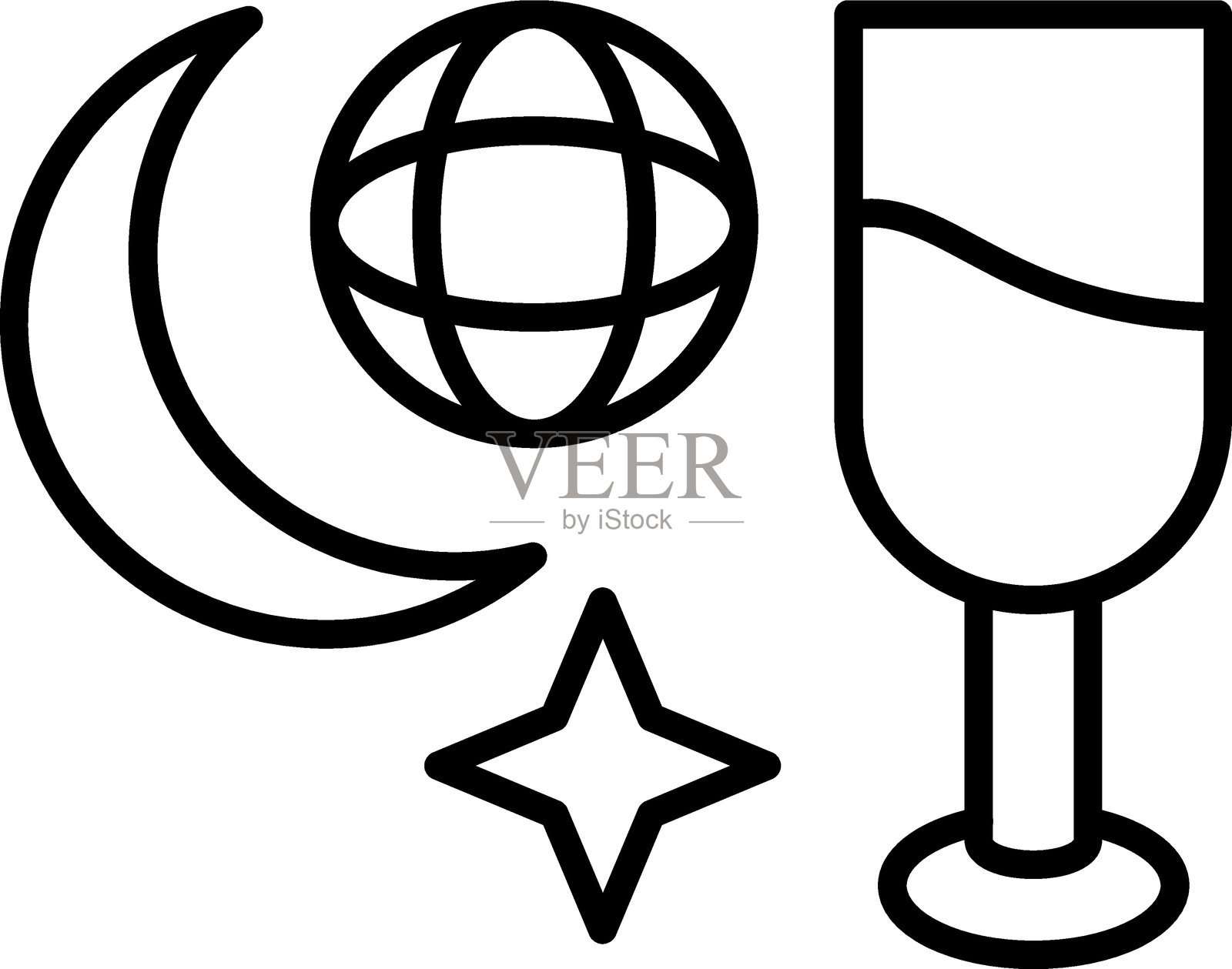 夜生活图标风格插画图片素材