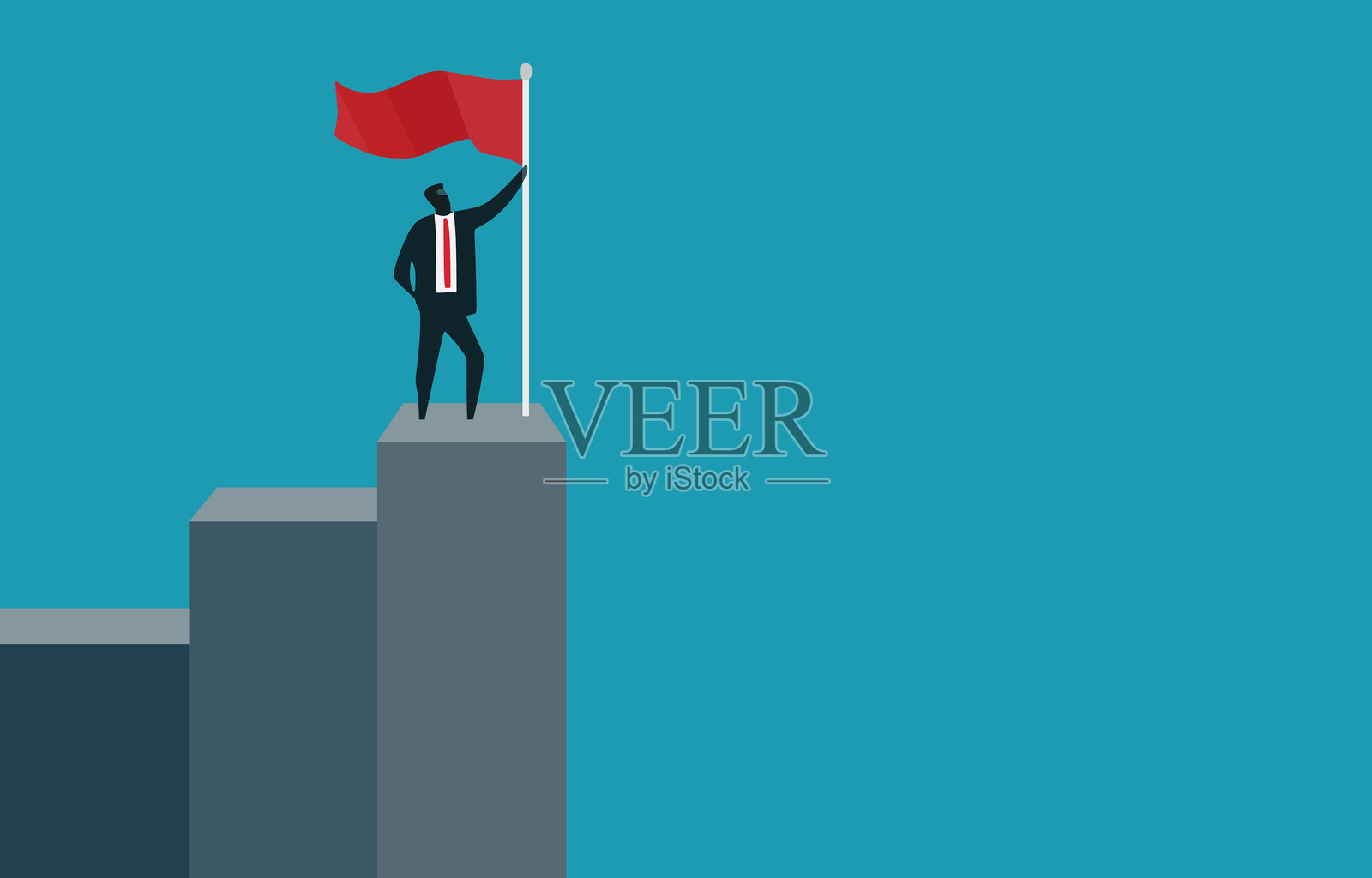 商人攀登至顶峰的矢量图插画图片素材