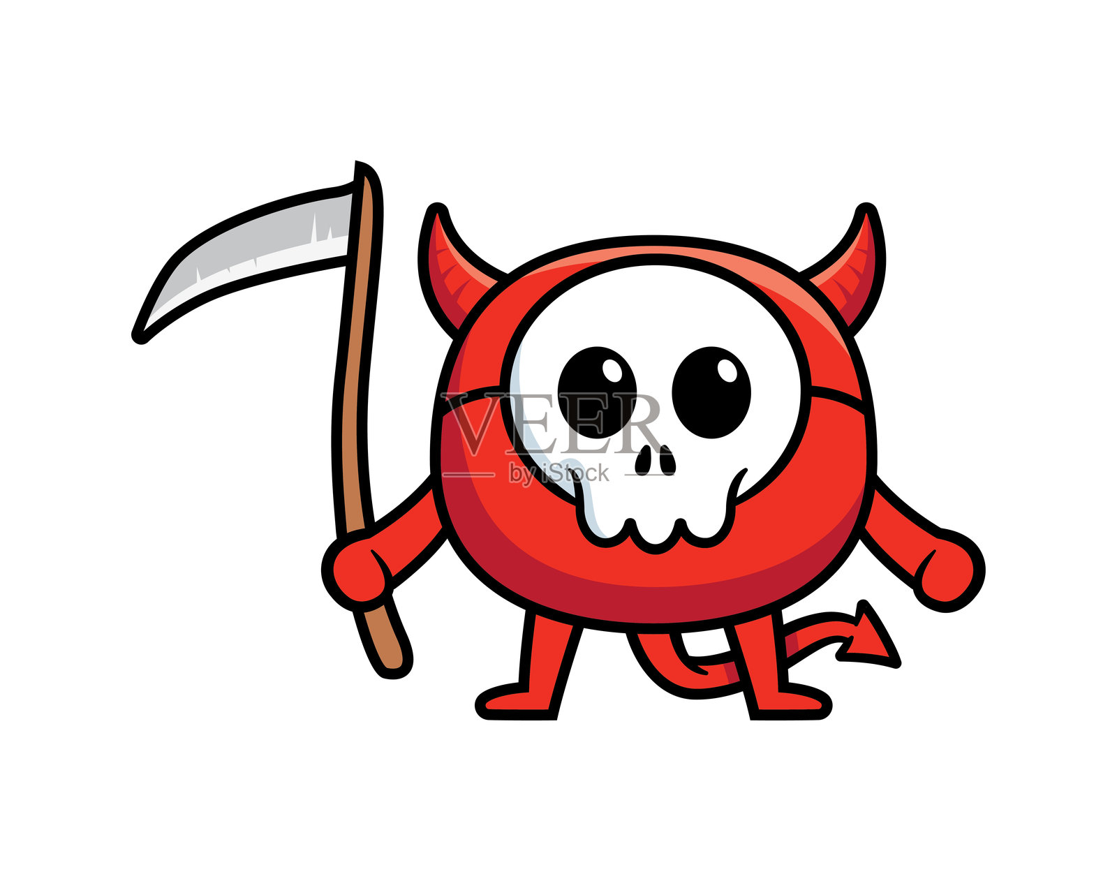 可爱的恶魔吉祥物角色设计矢量图插画图片素材