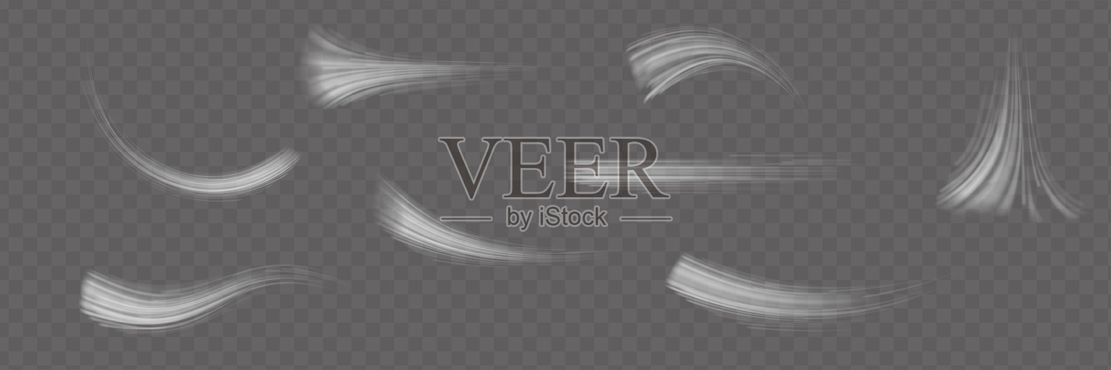 发光的白色闪亮线条效果矢量背景。速度的发光白线。光辉效果。光轨波动、火焰路径轨迹线和炫光曲线旋转。插画图片素材