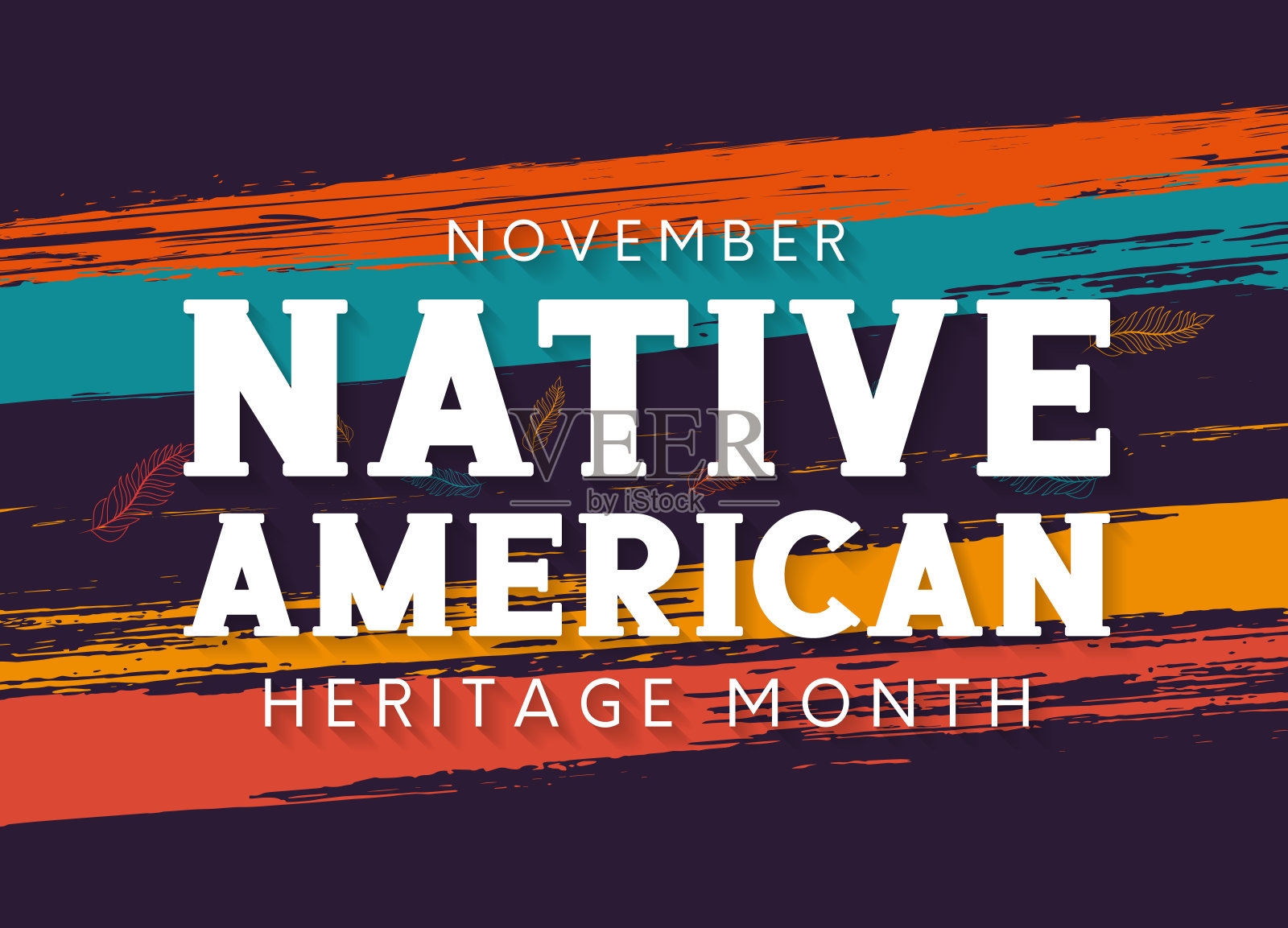 北美洲原住民文化传承月水彩海报(11月)矢量图插画图片素材