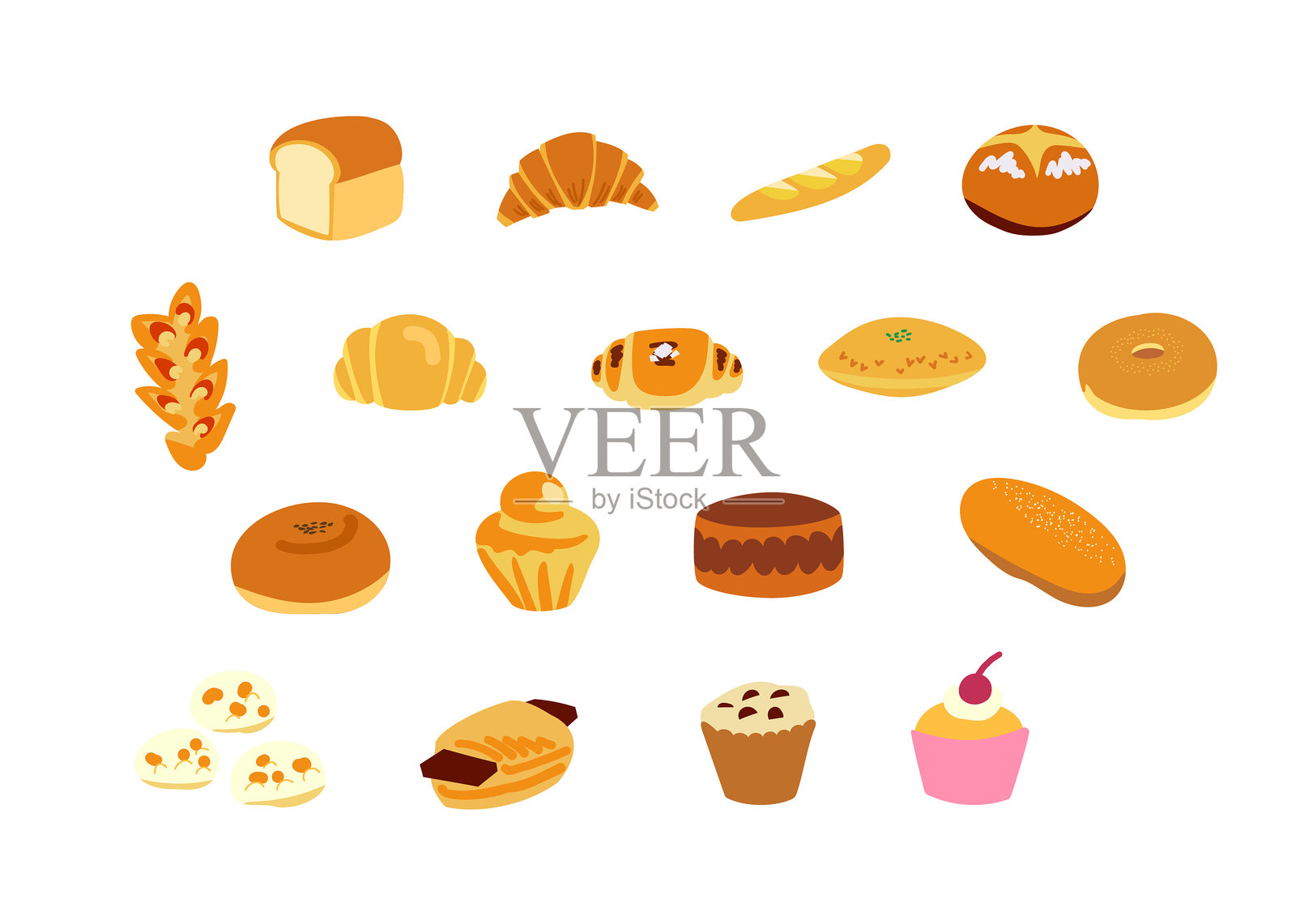 各种面包的插图集插画图片素材