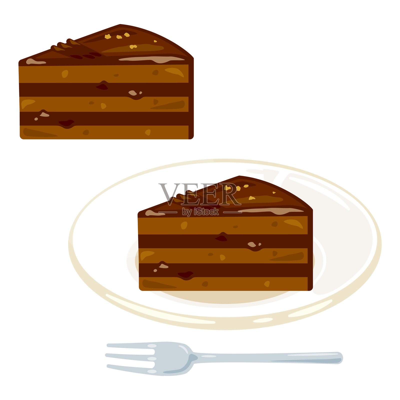 萨赫蛋糕套装插画图片素材